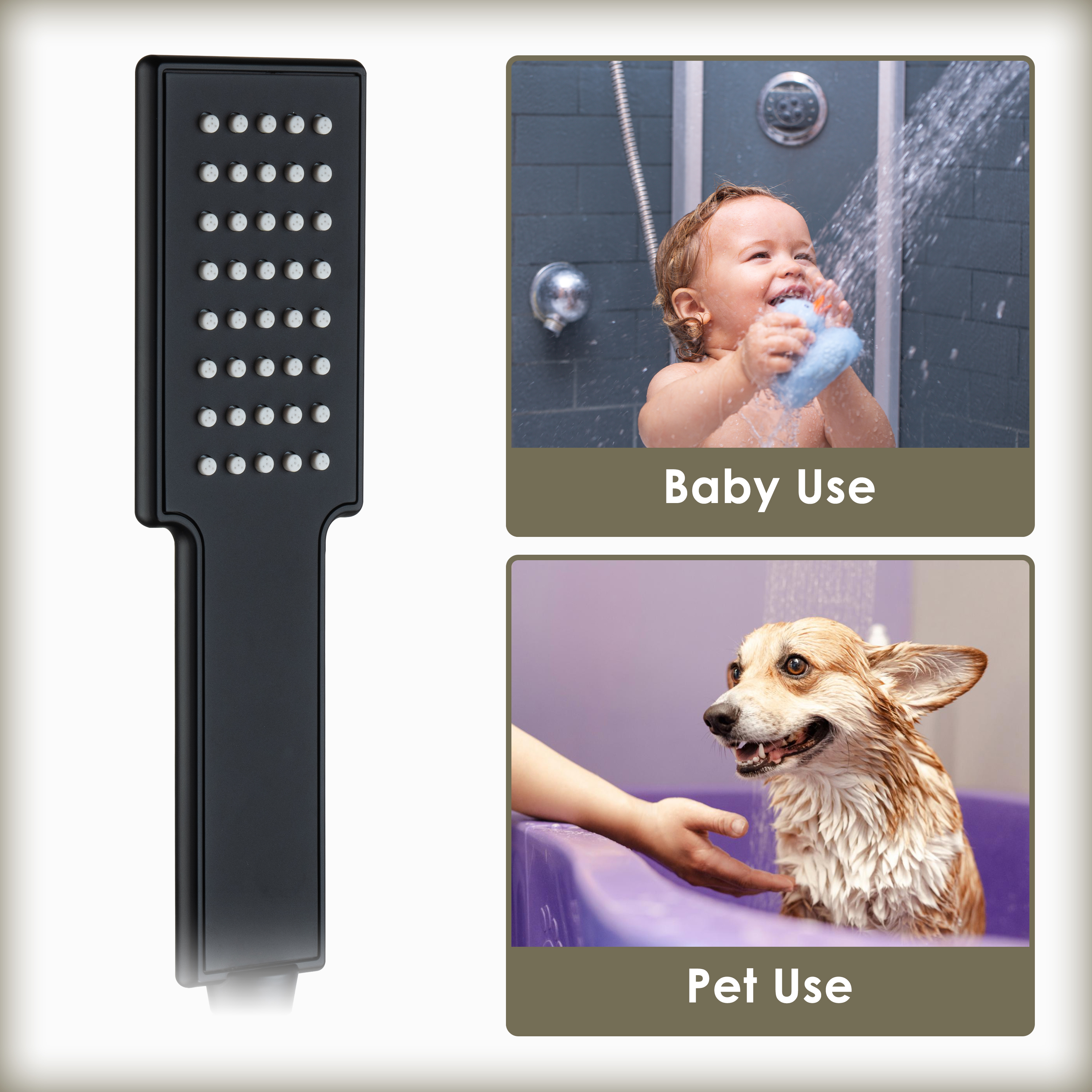 Single-Function Handheld Shower Head in 304 Stainless Steel