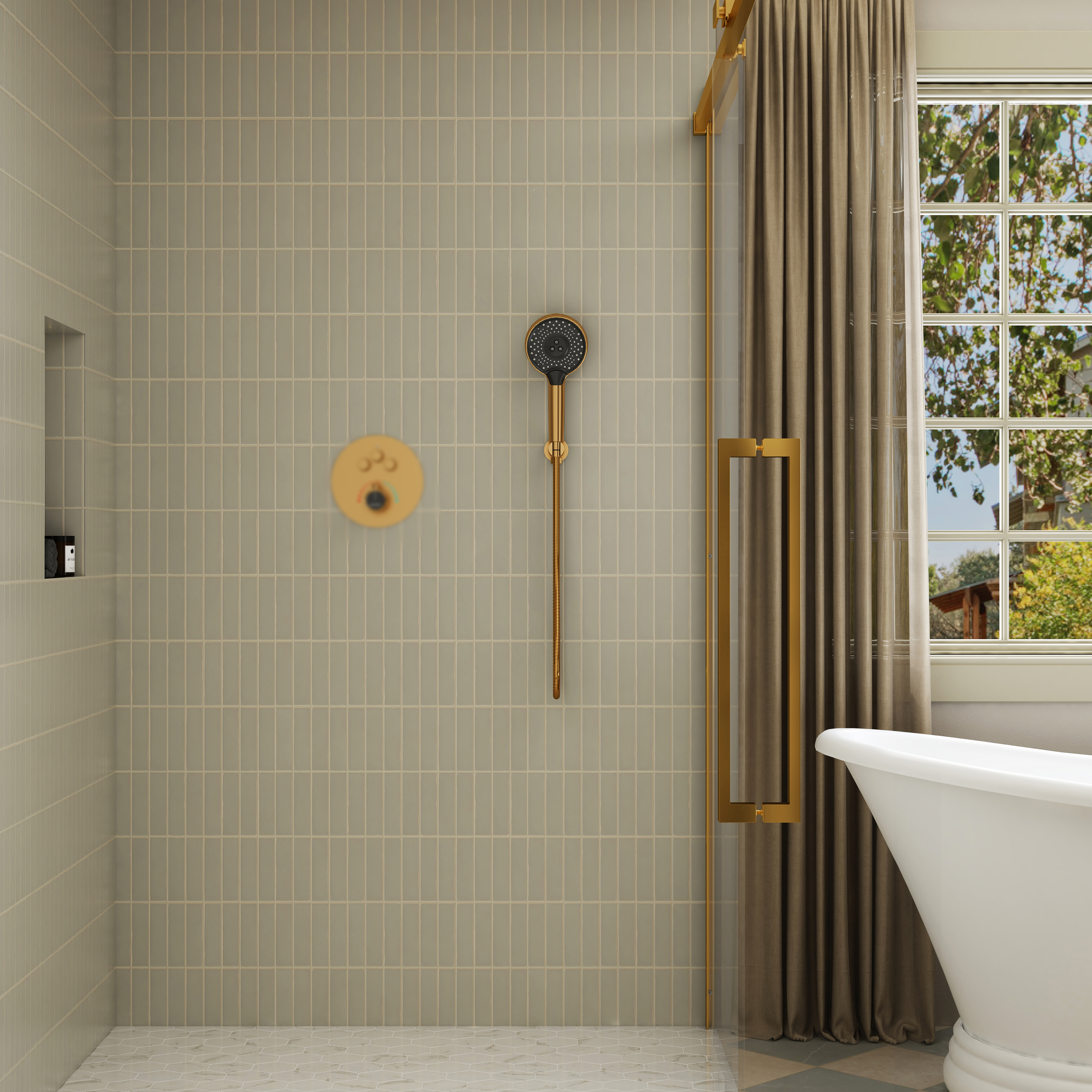 3-Function Handheld Shower Head with Rain & Massage Spray