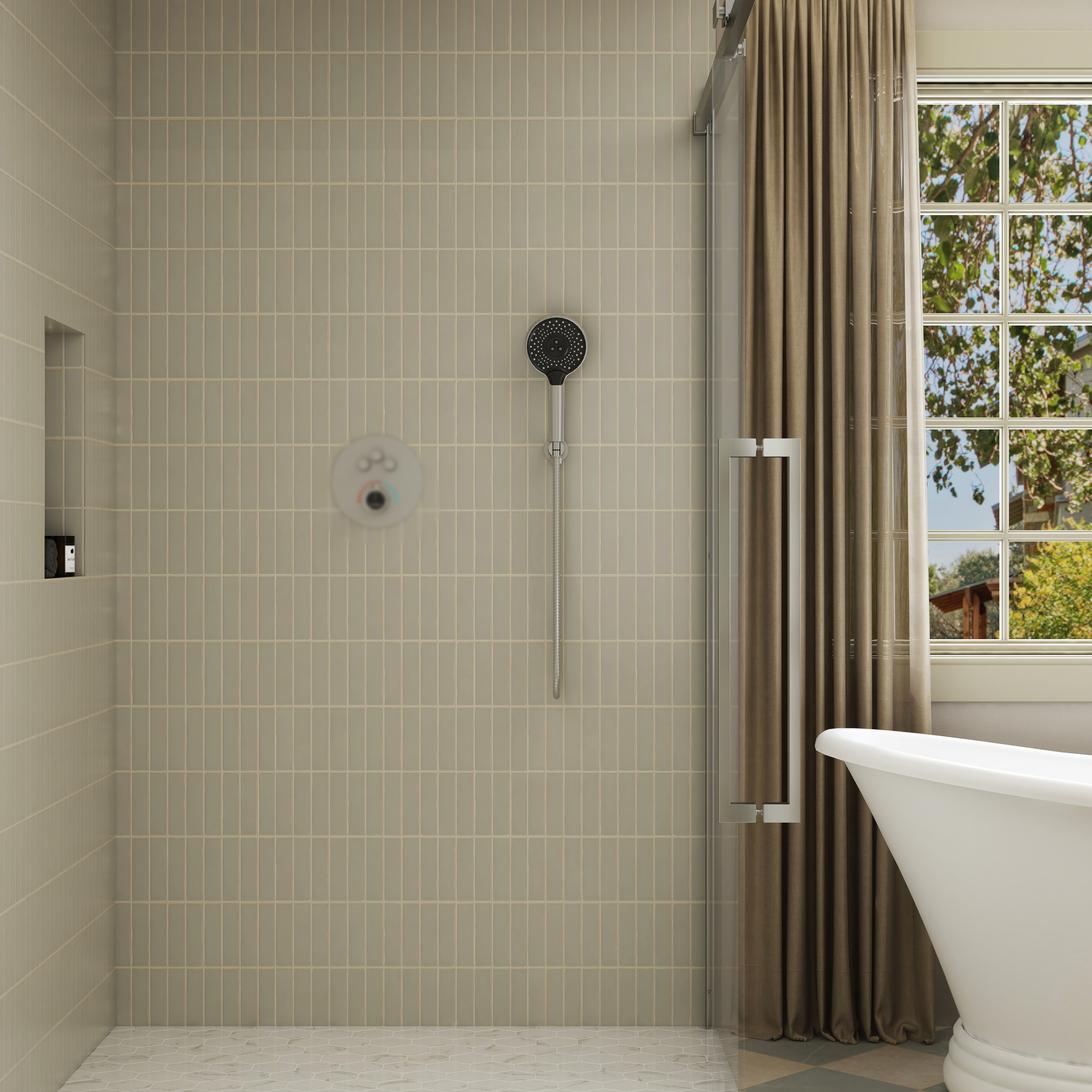 3-Function Handheld Shower Head with Rain & Massage Spray