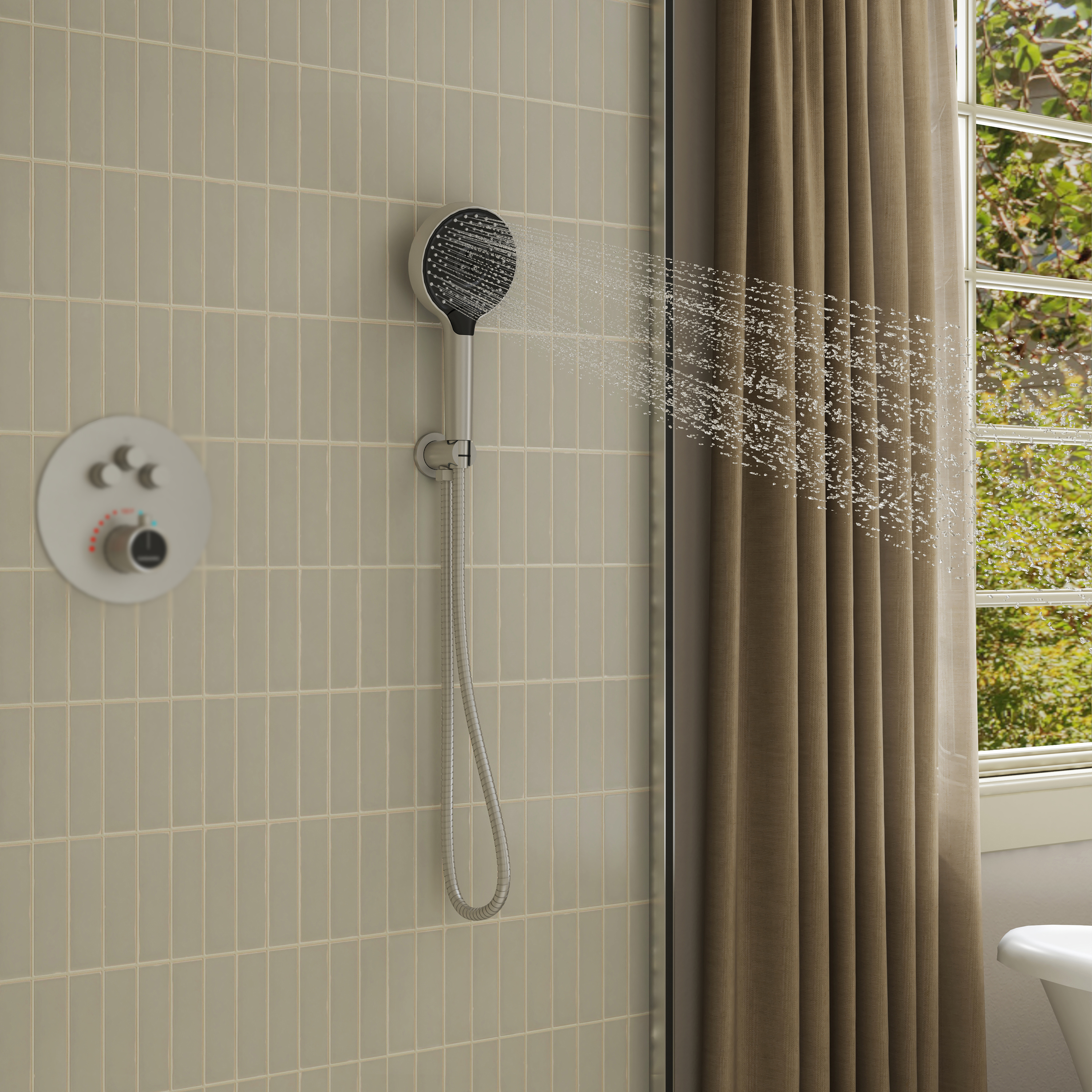 3-Function Handheld Shower Head with Rain & Massage Spray