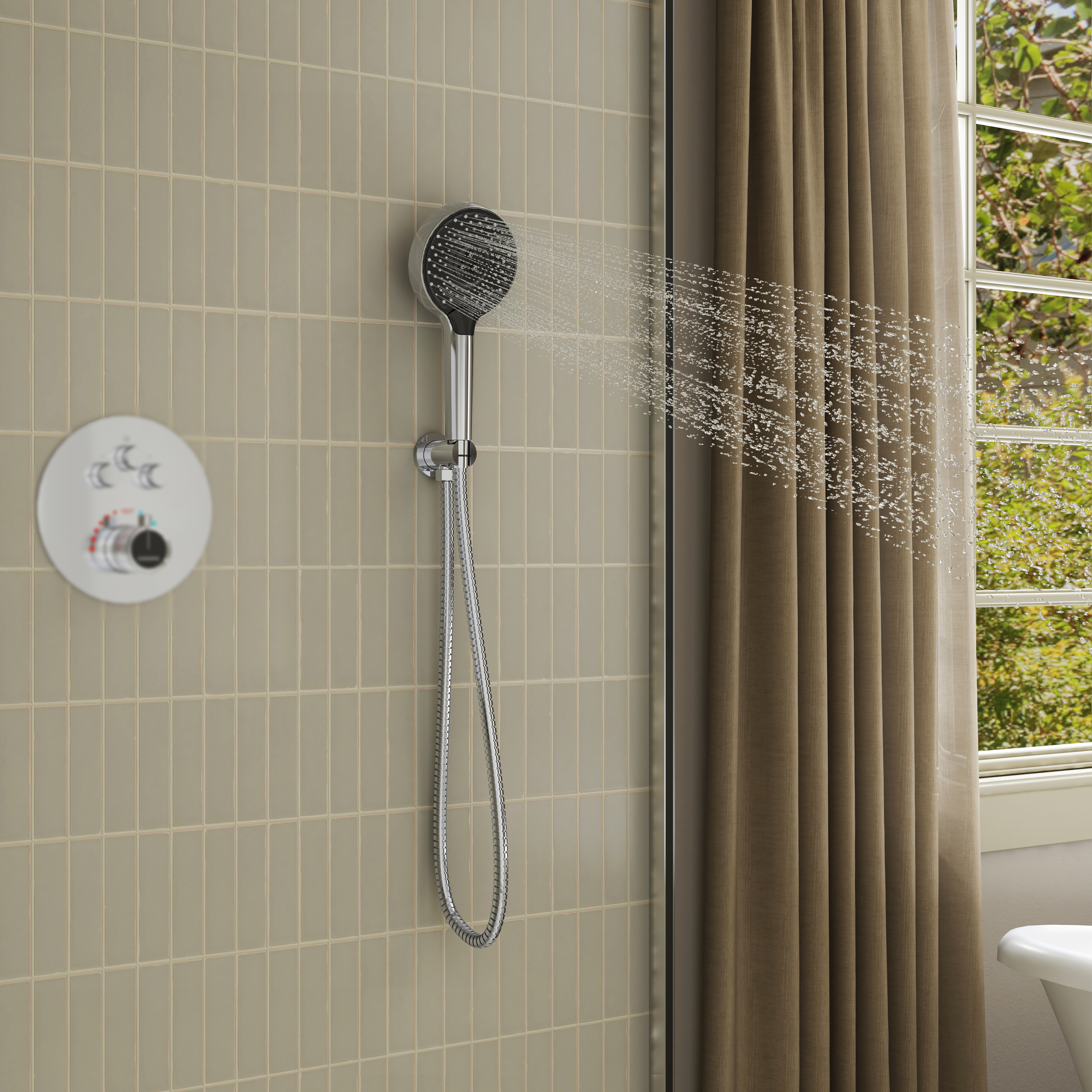 3-Function Handheld Shower Head with Rain & Massage Spray
