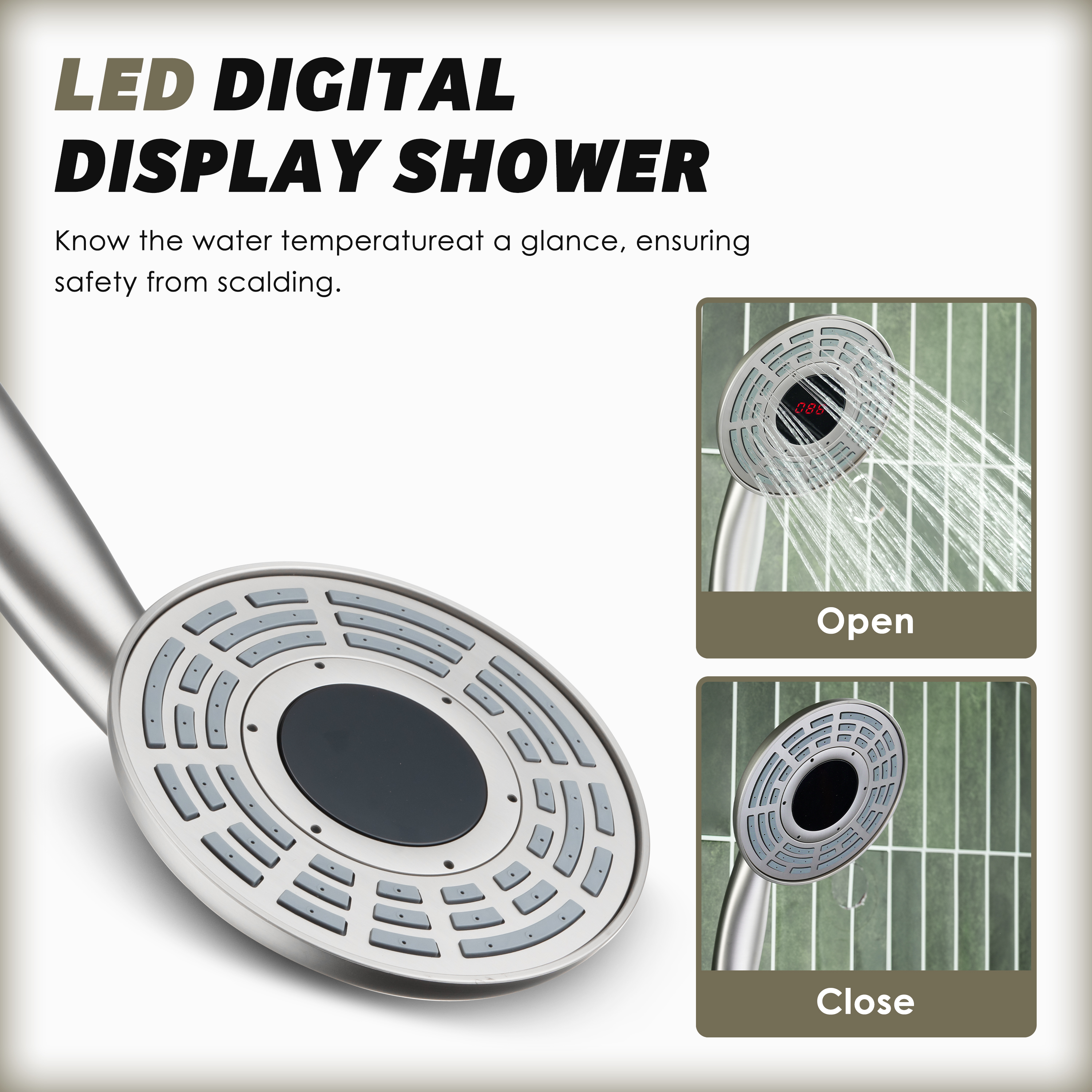 Digital Display Handheld Shower Head with Real-Time Temperature