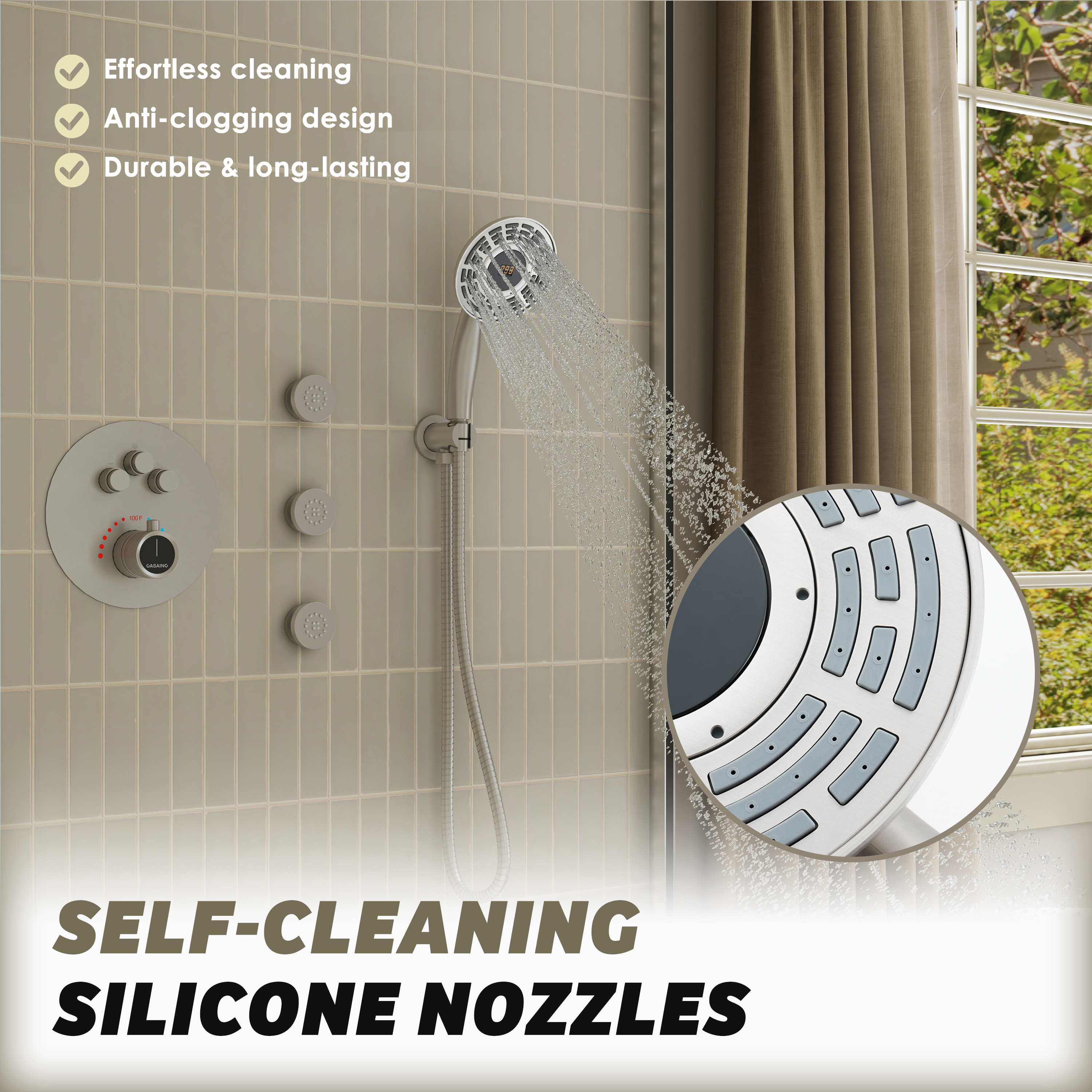 Digital Display Handheld Shower Head with Real-Time Temperature