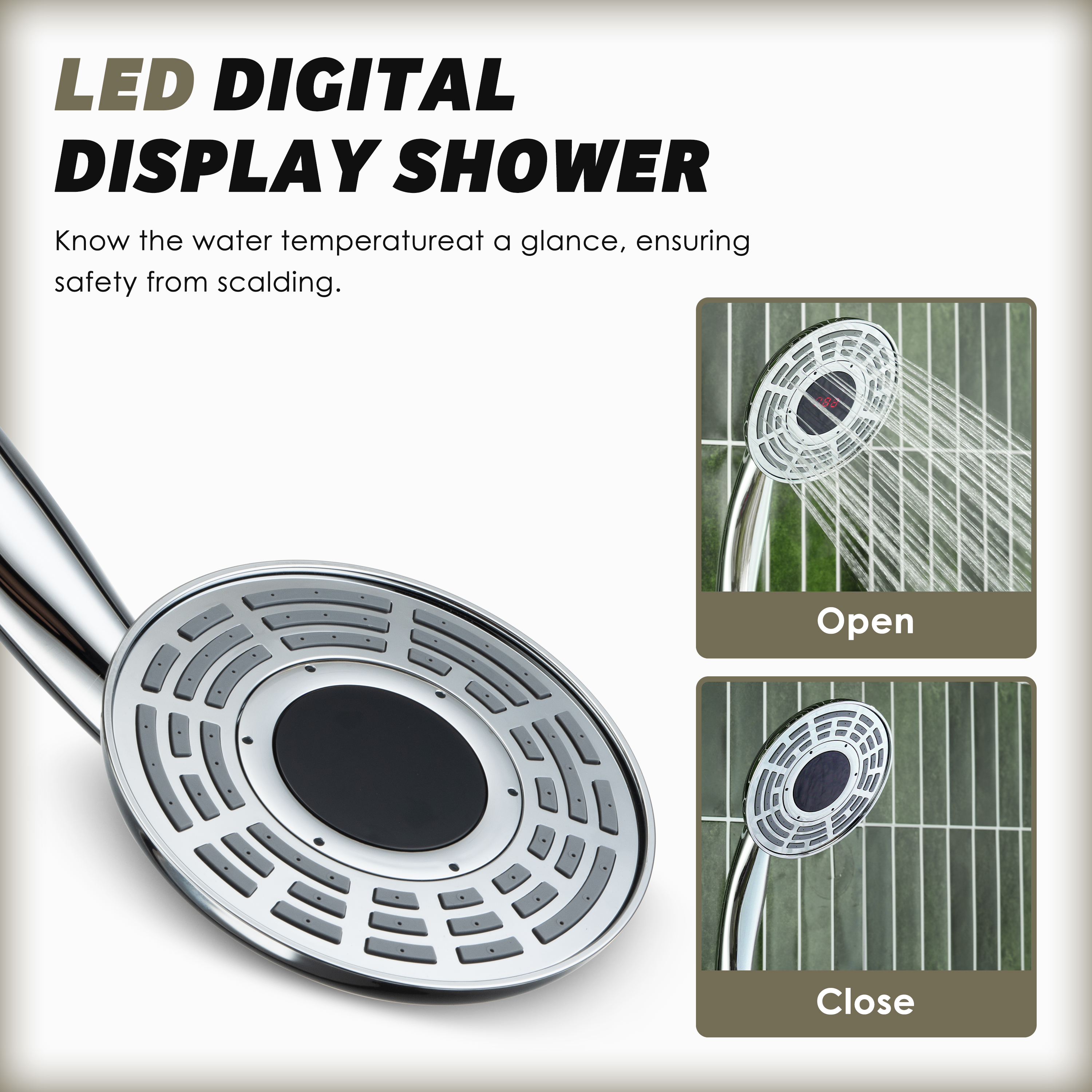 Digital Display Handheld Shower Head with Real-Time Temperature