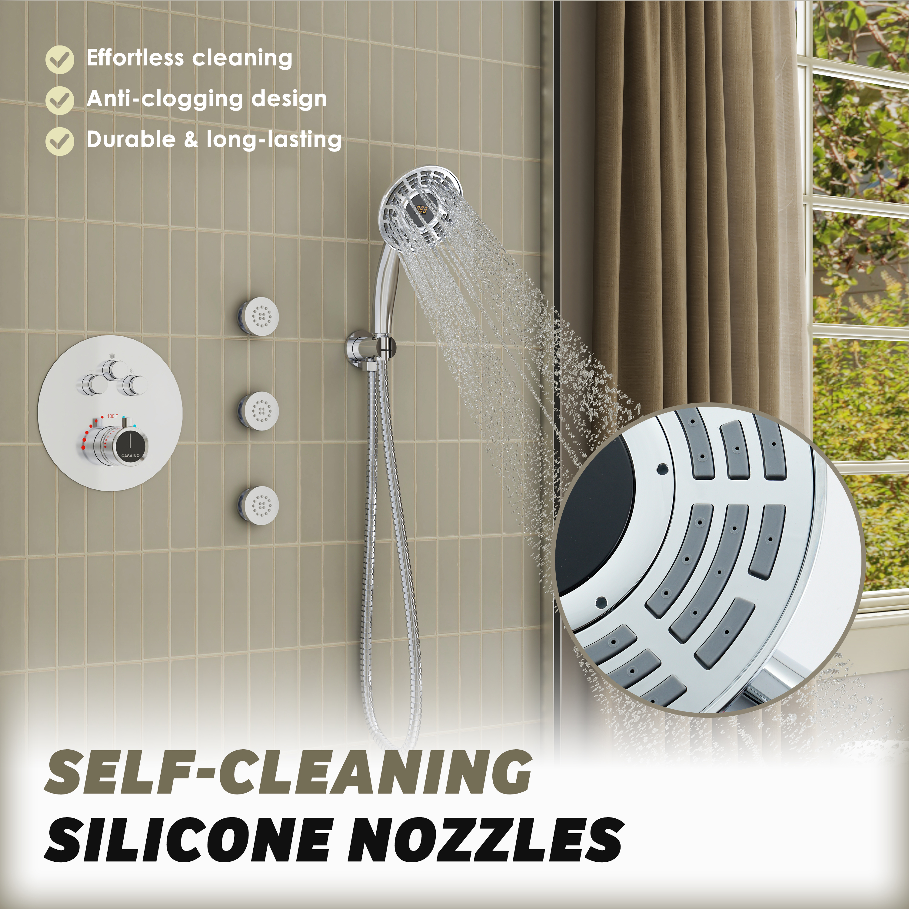 Digital Display Handheld Shower Head with Real-Time Temperature