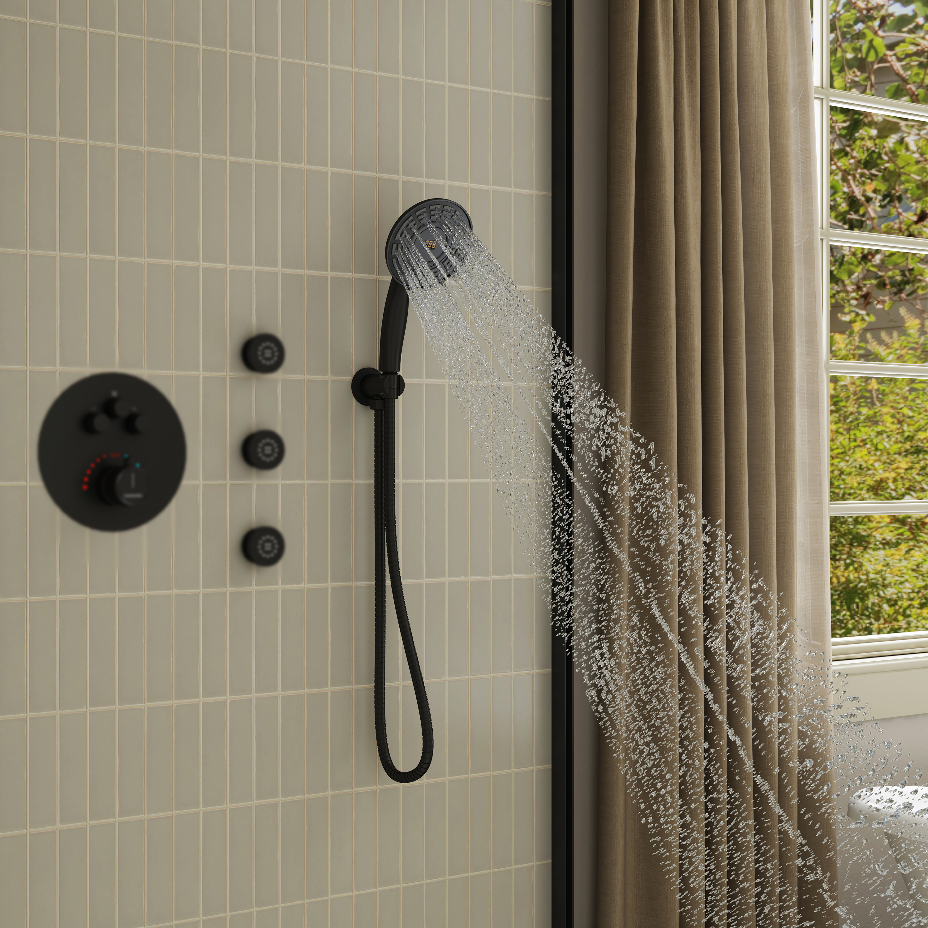 Digital Display Handheld Shower Head with Real-Time Temperature