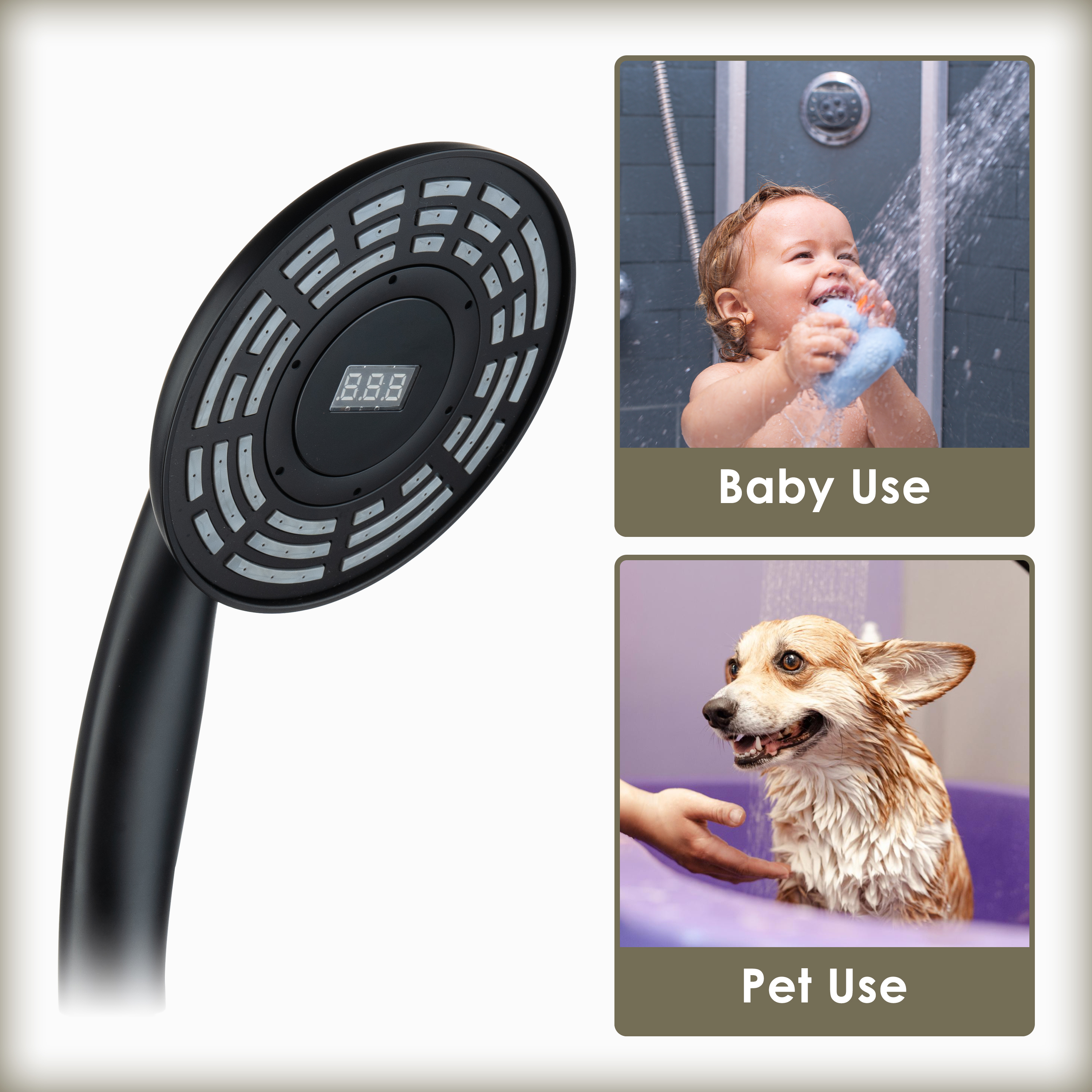 Digital Display Handheld Shower Head with Real-Time Temperature