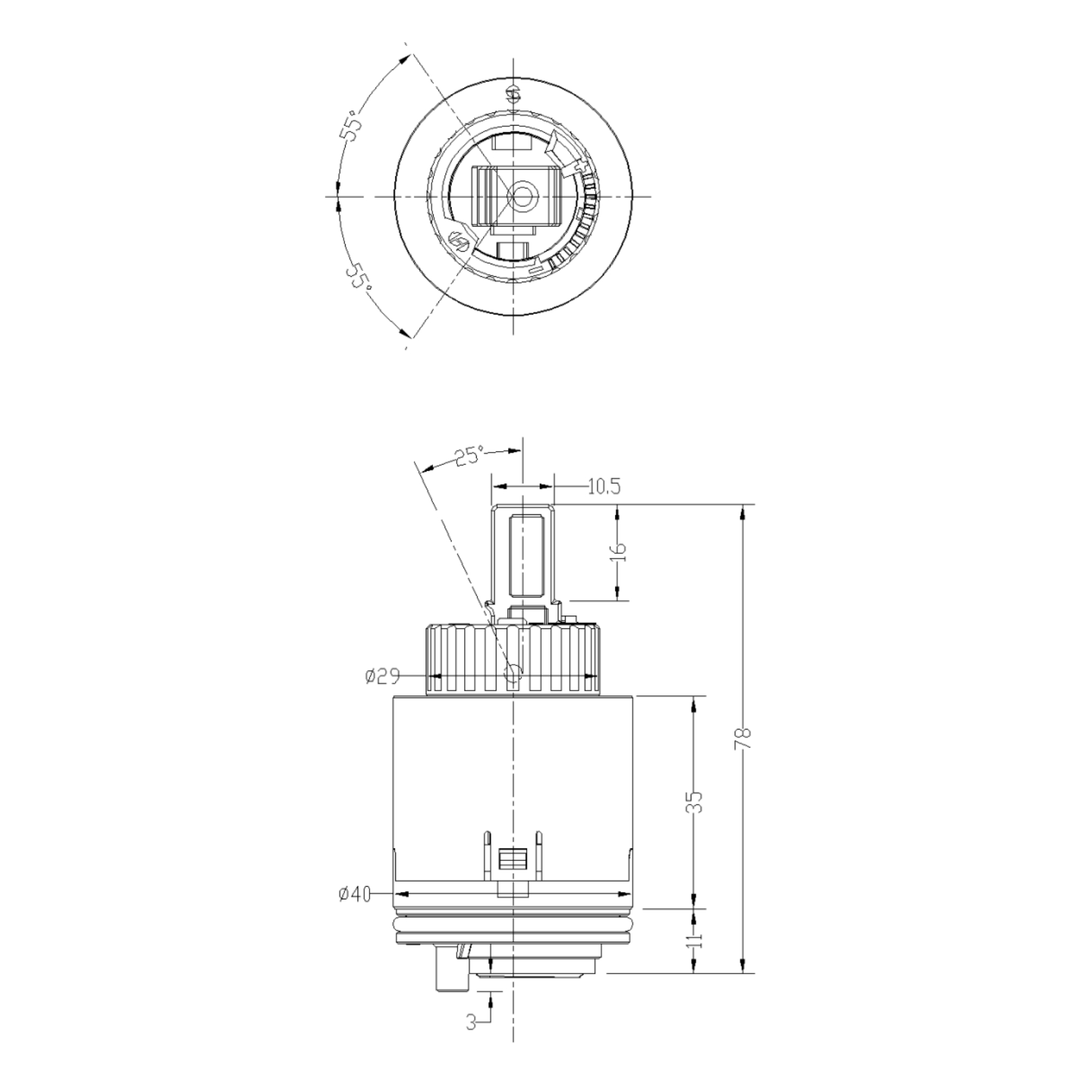 40mm Pressure Balance Valve Cartridge for Shower Faucet Cartridge Replacement