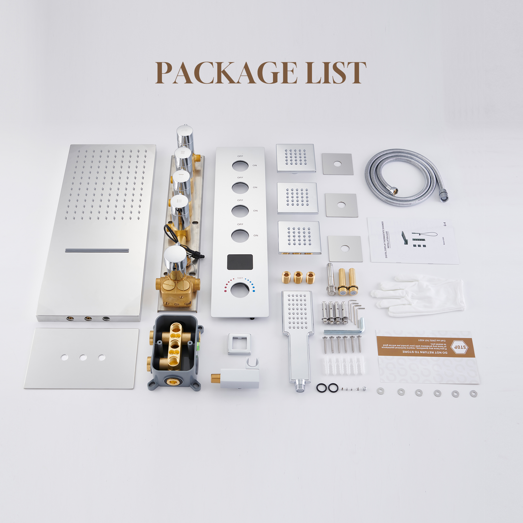 22" Luxury Thermostatic Shower System with Digital Temperature Display