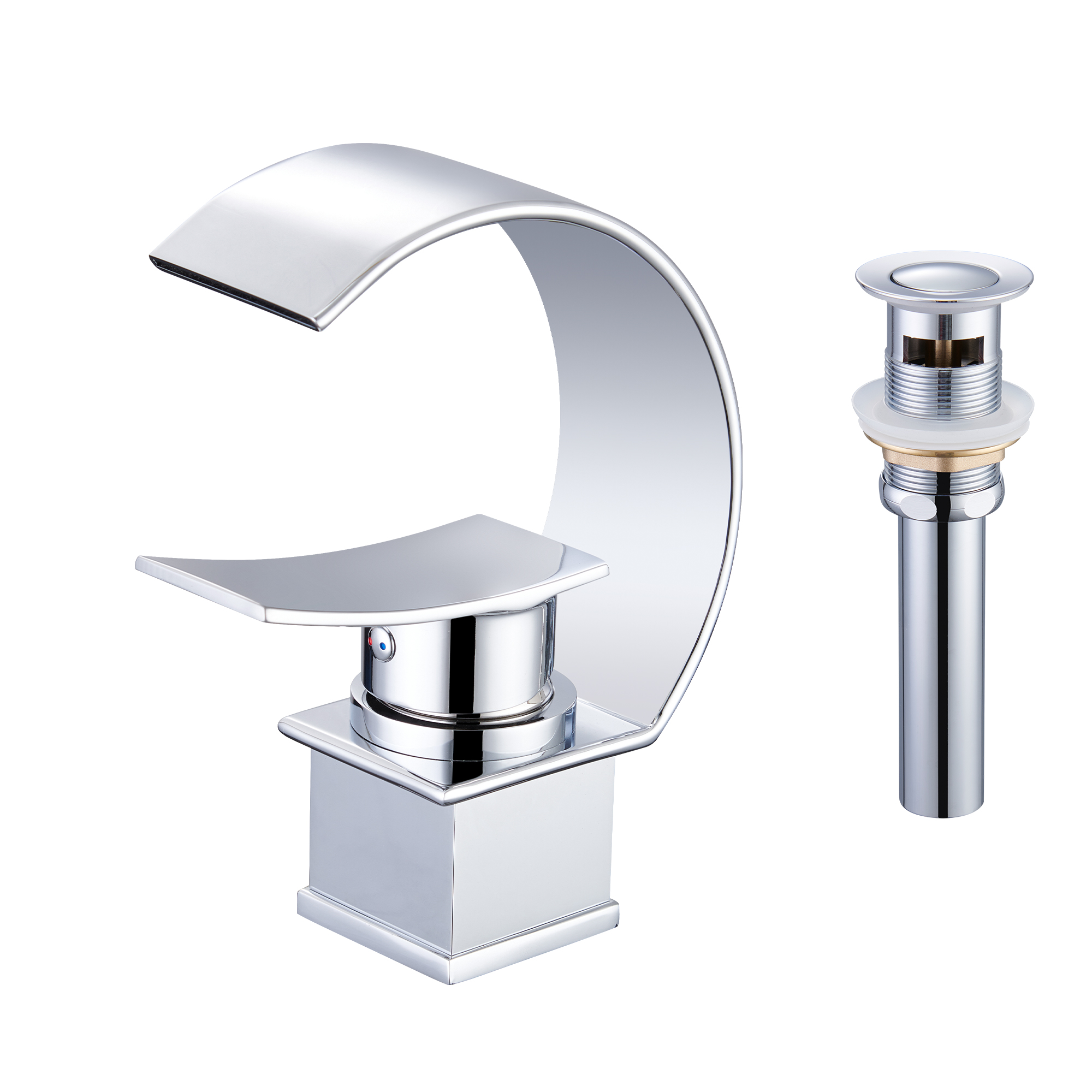 High Arc Single-Handle Waterfall Bathroom Faucet with Spotless Finish