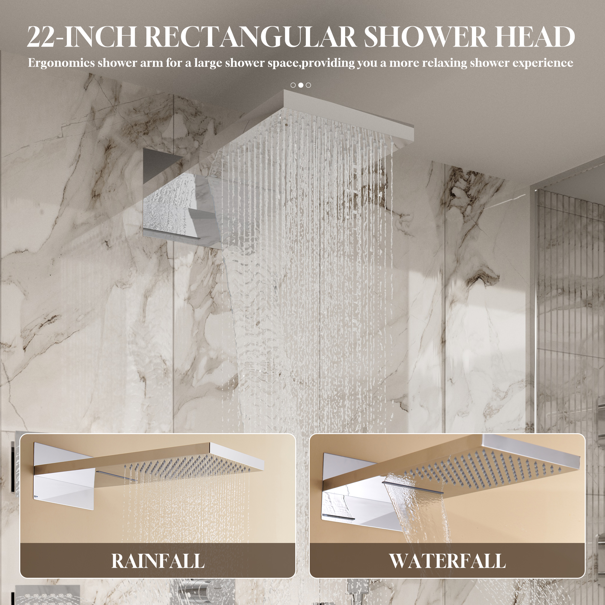 22" Luxury Thermostatic Shower System with Digital Temperature Display