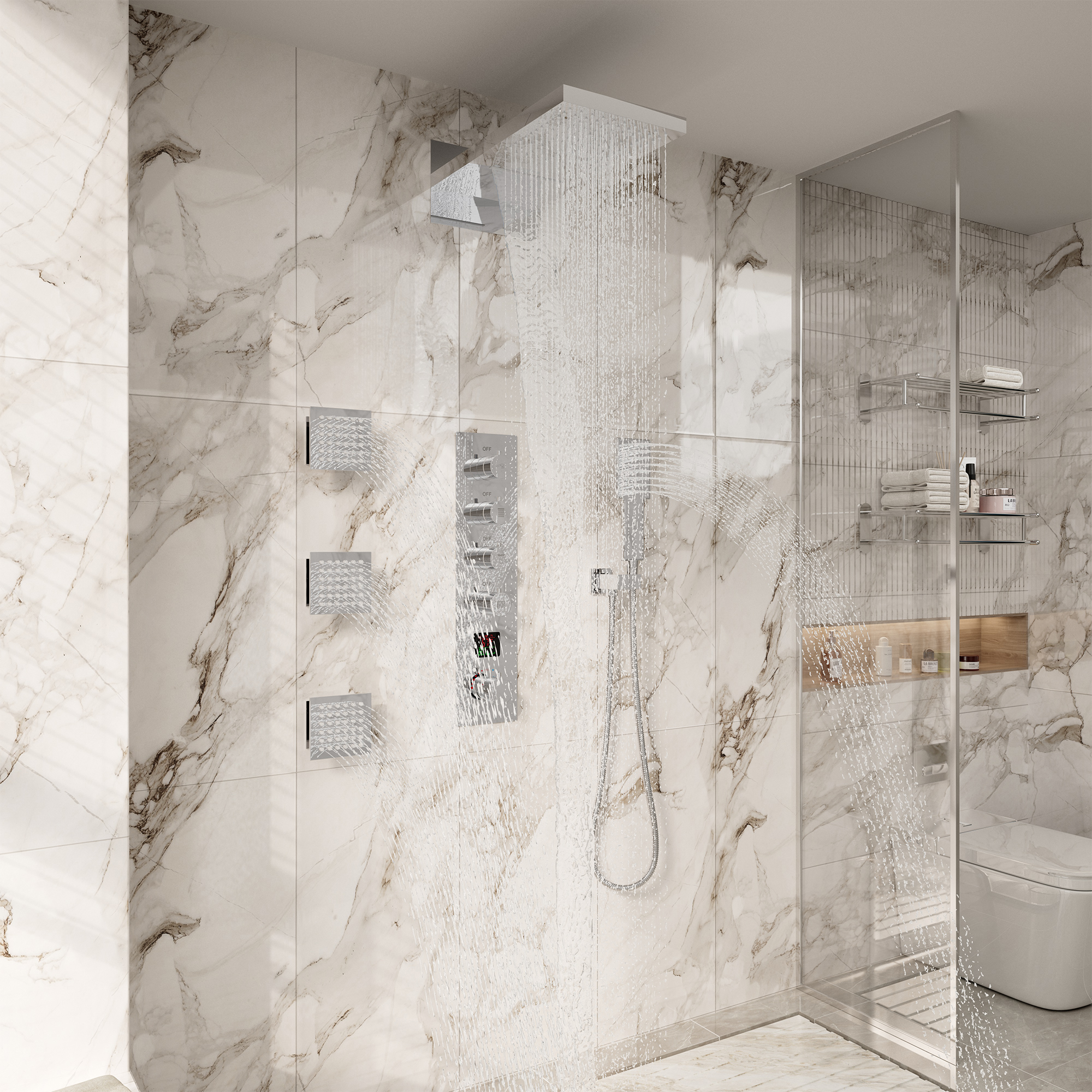 22" Luxury Thermostatic Shower System with Digital Temperature Display