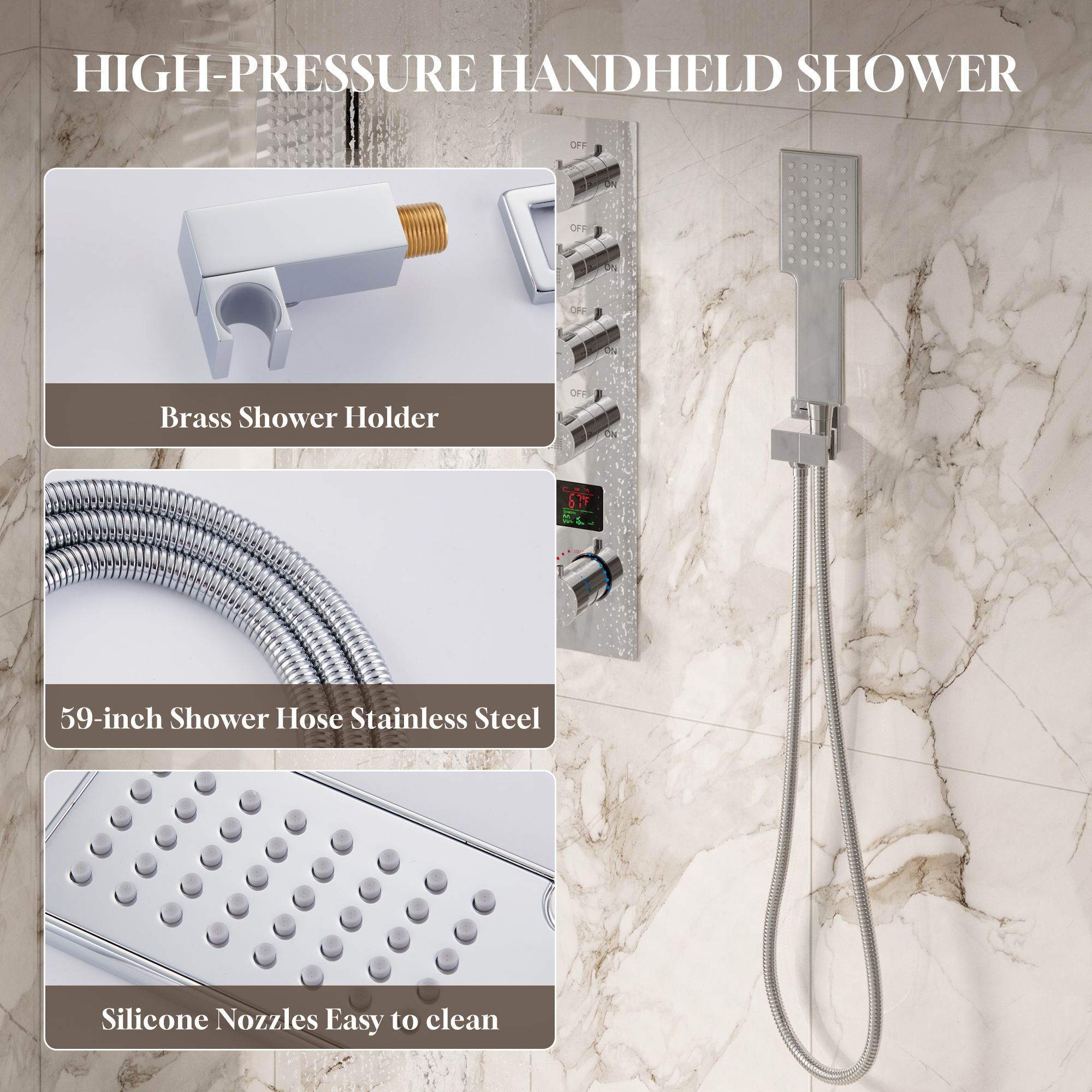 22" Luxury Thermostatic Shower System with Digital Temperature Display
