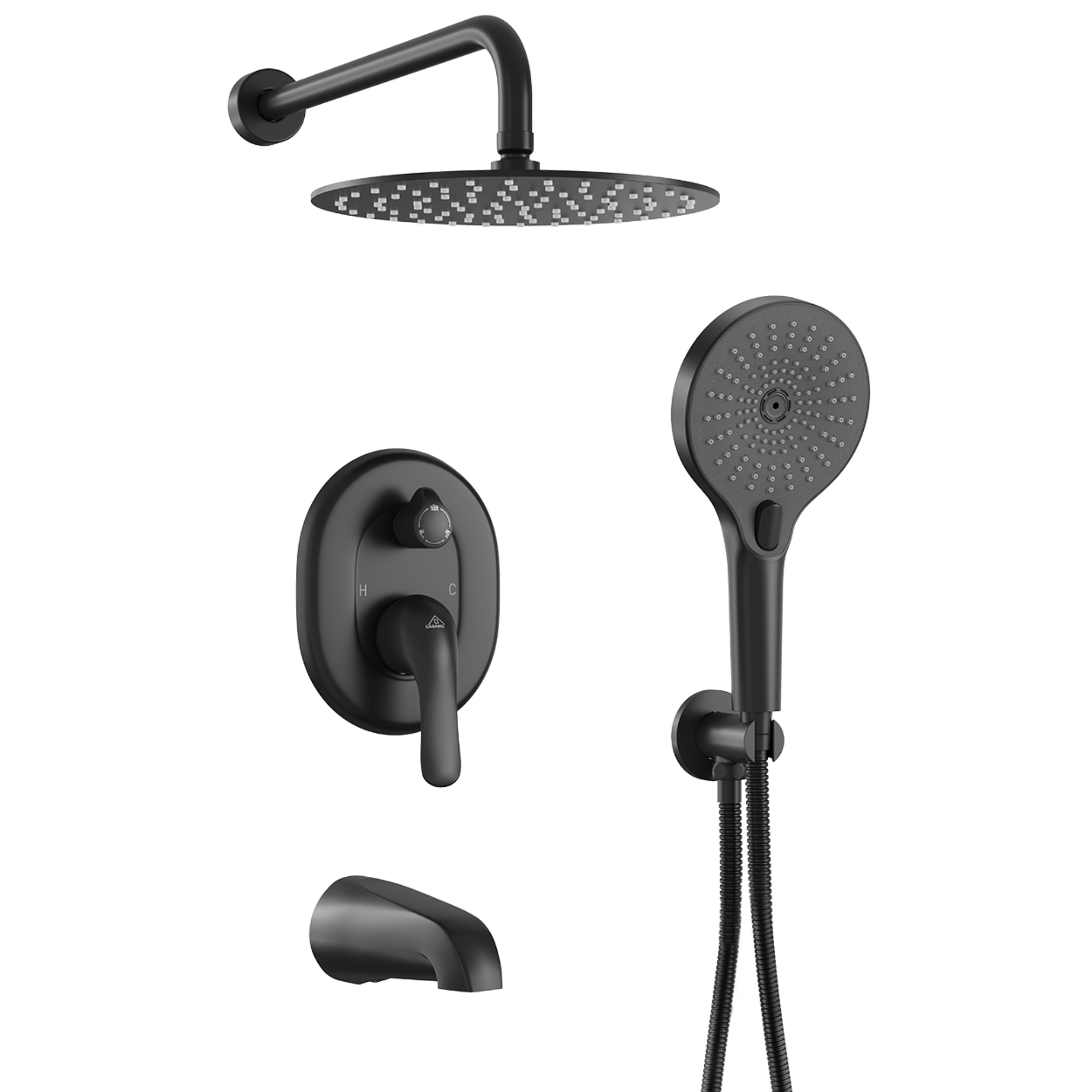 Rainfall Shower System Matte Black with High Pressure 10 inch Shower Head Hand H factory