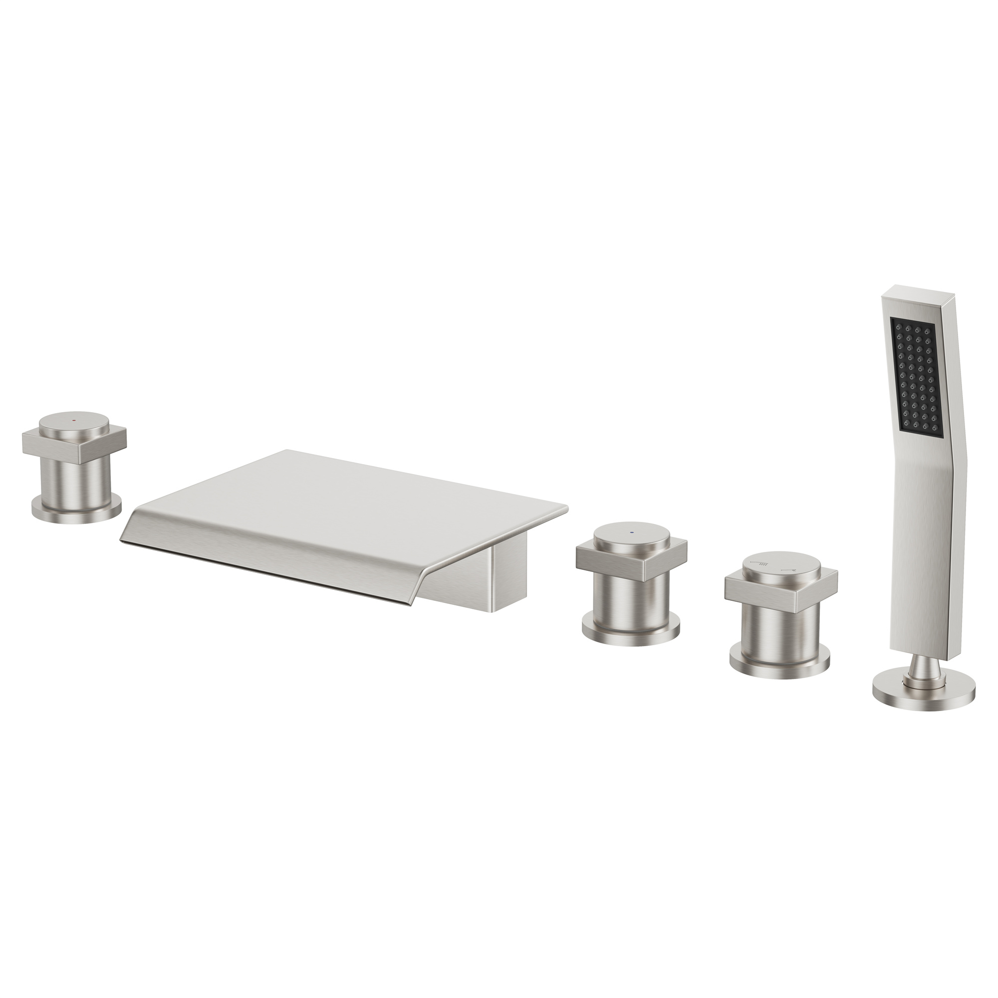 3-Handle 5 Holes Deck-Mounted Bathtub Faucet with Handheld Shower