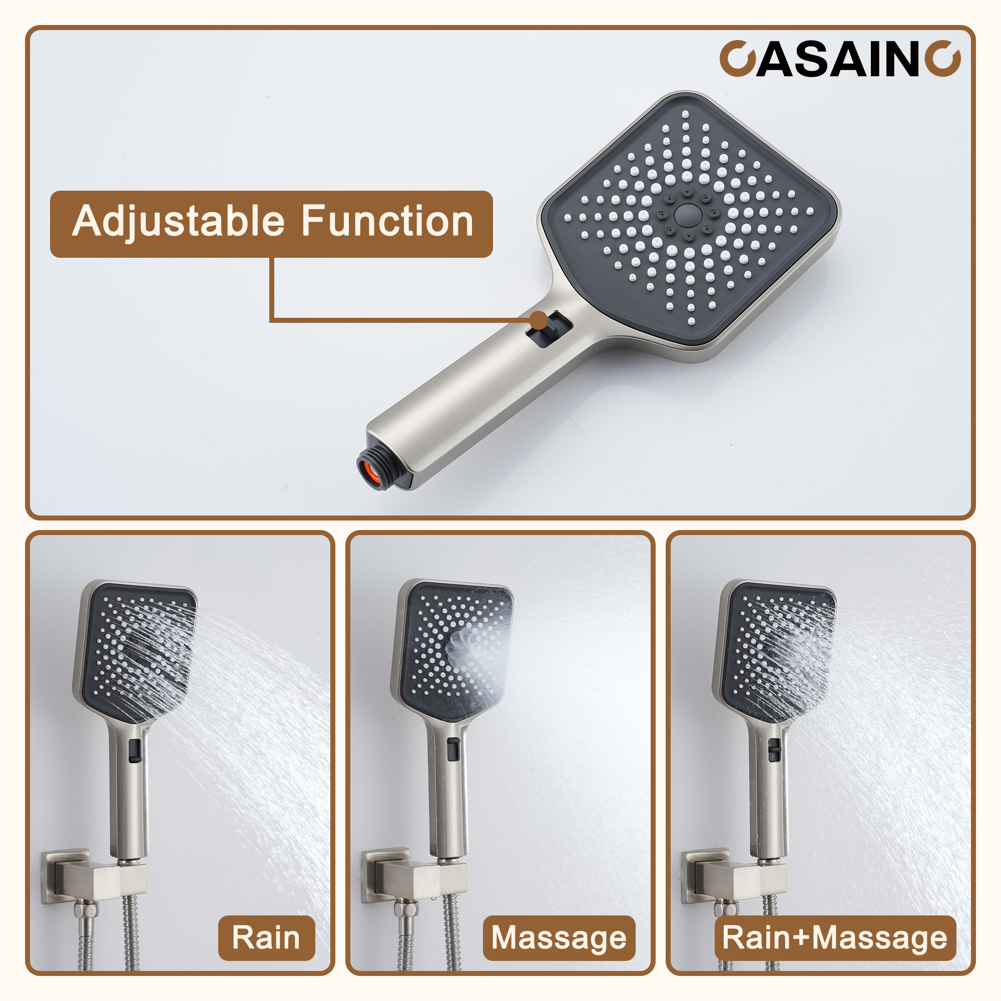 12'' Shower System With 3-Function Shower Head & 6 Body Jets