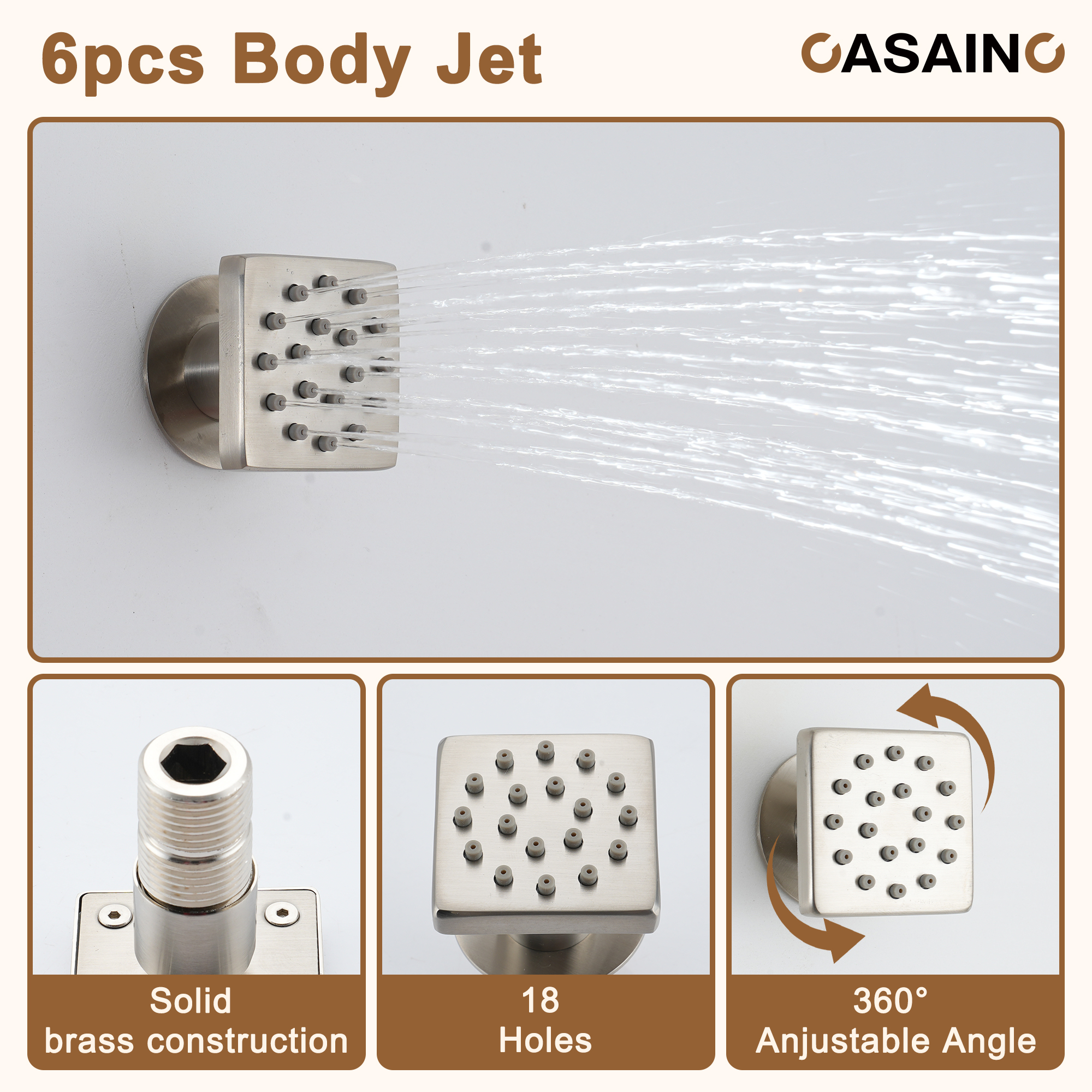 12'' Shower System With 3-Function Shower Head & 6 Body Jets