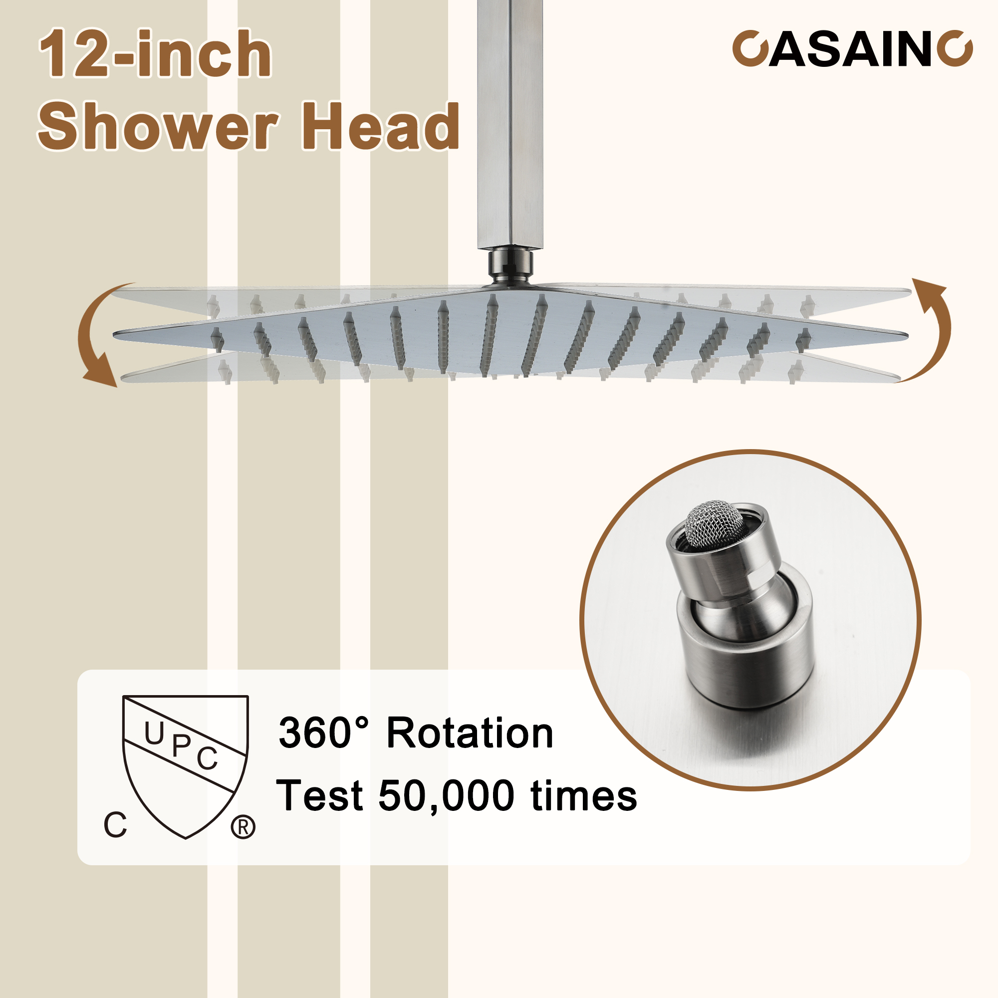 12'' Shower System With 3-Function Shower Head & 6 Body Jets
