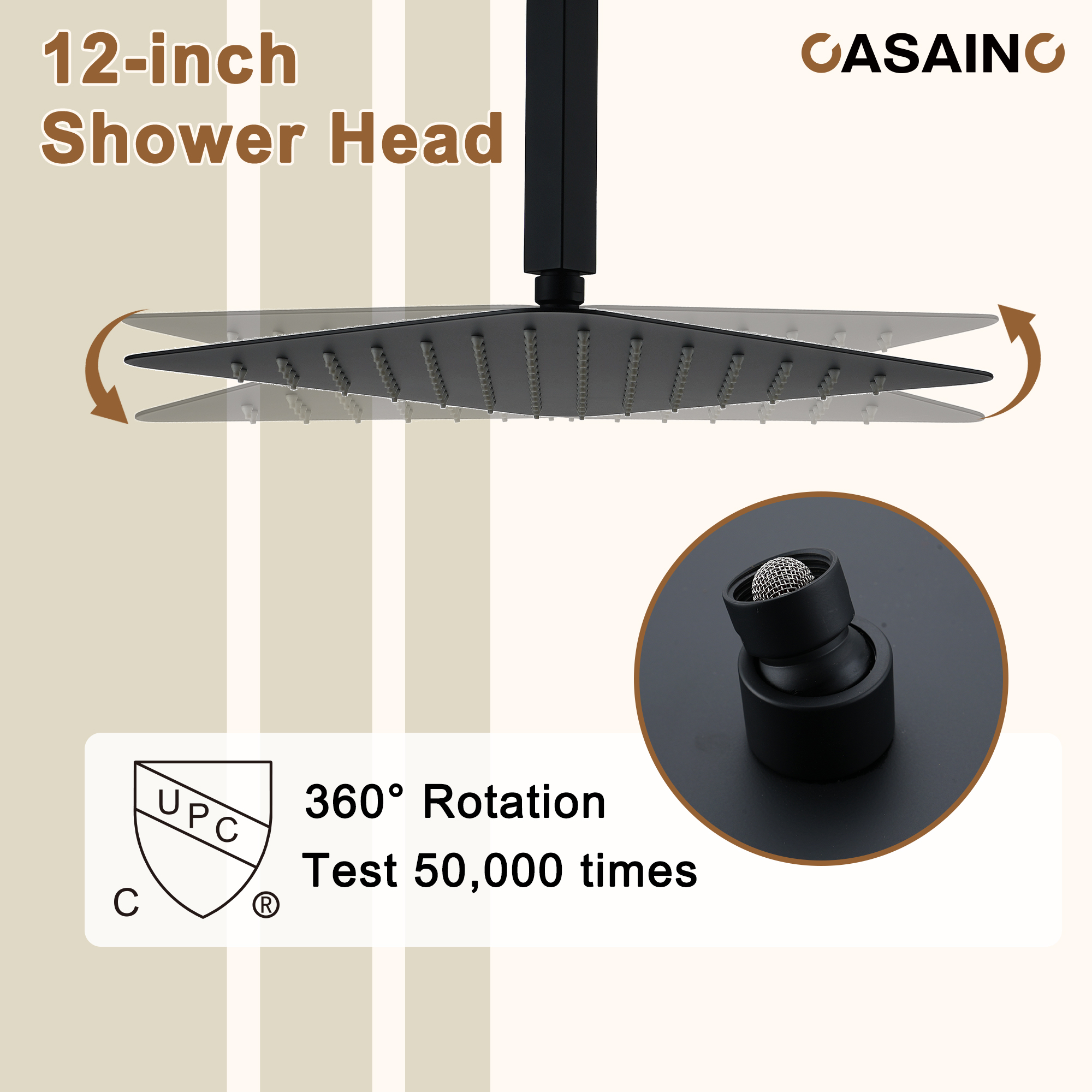 12'' Shower System With 3-Function Shower Head & 6 Body Jets
