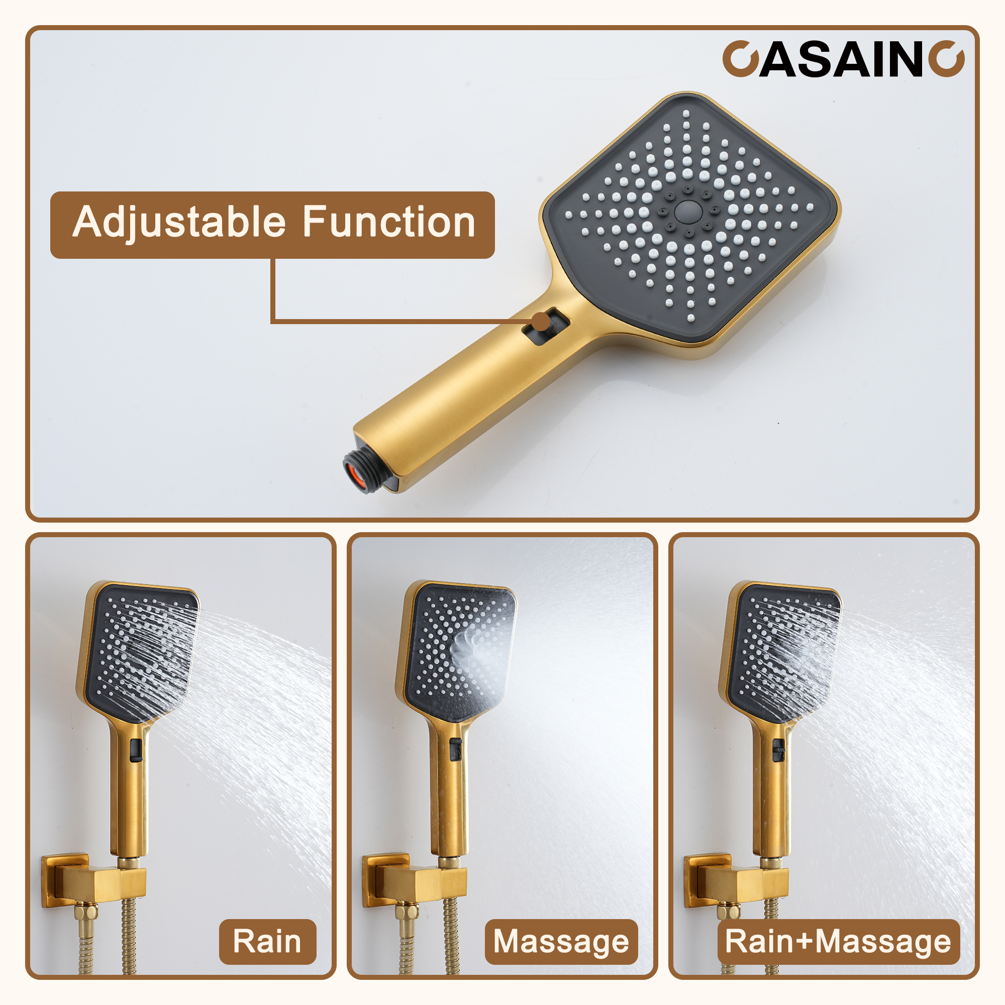 12'' Shower System With 3-Function Shower Head & 6 Body Jets