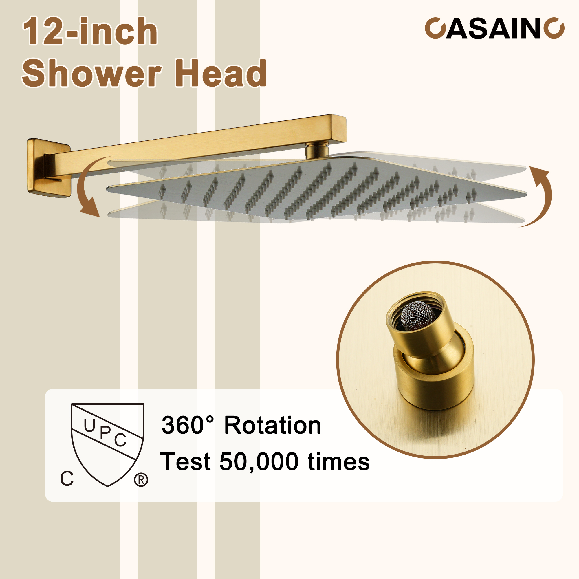 12'' Shower System With 3-Function Shower Head & 6 Body Jets