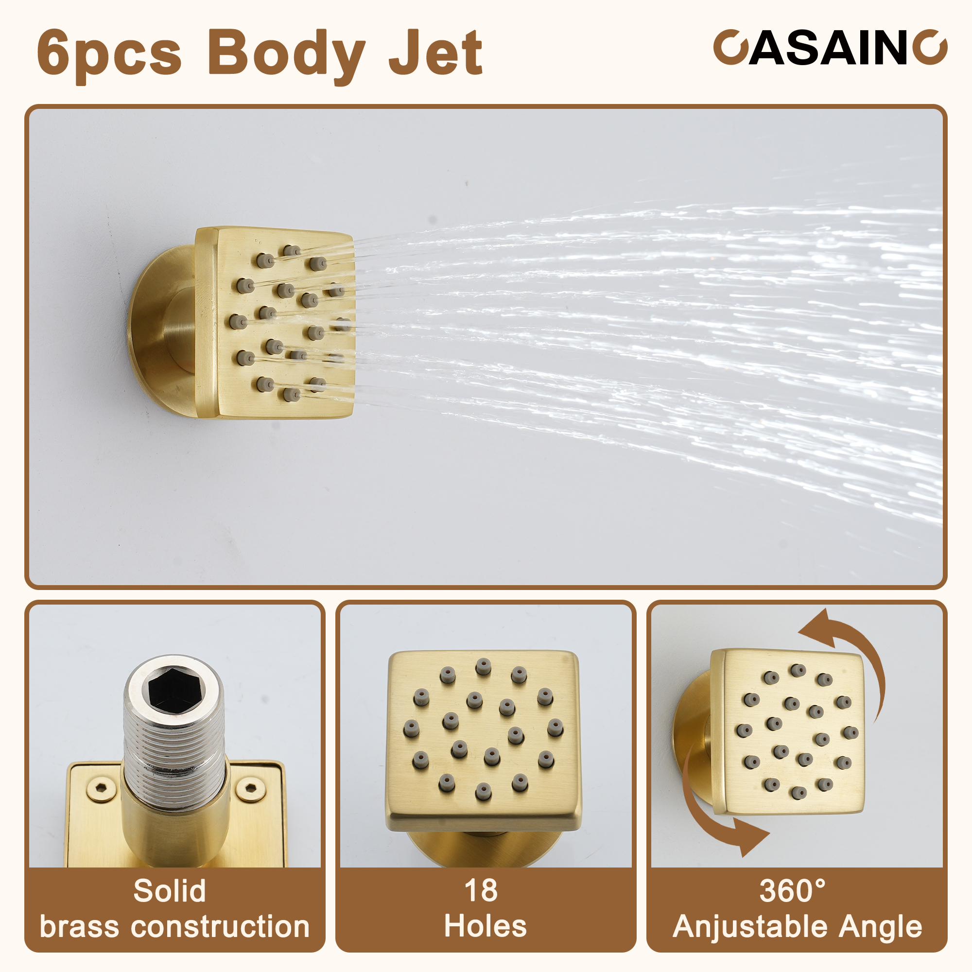 12'' Shower System With 3-Function Shower Head & 6 Body Jets