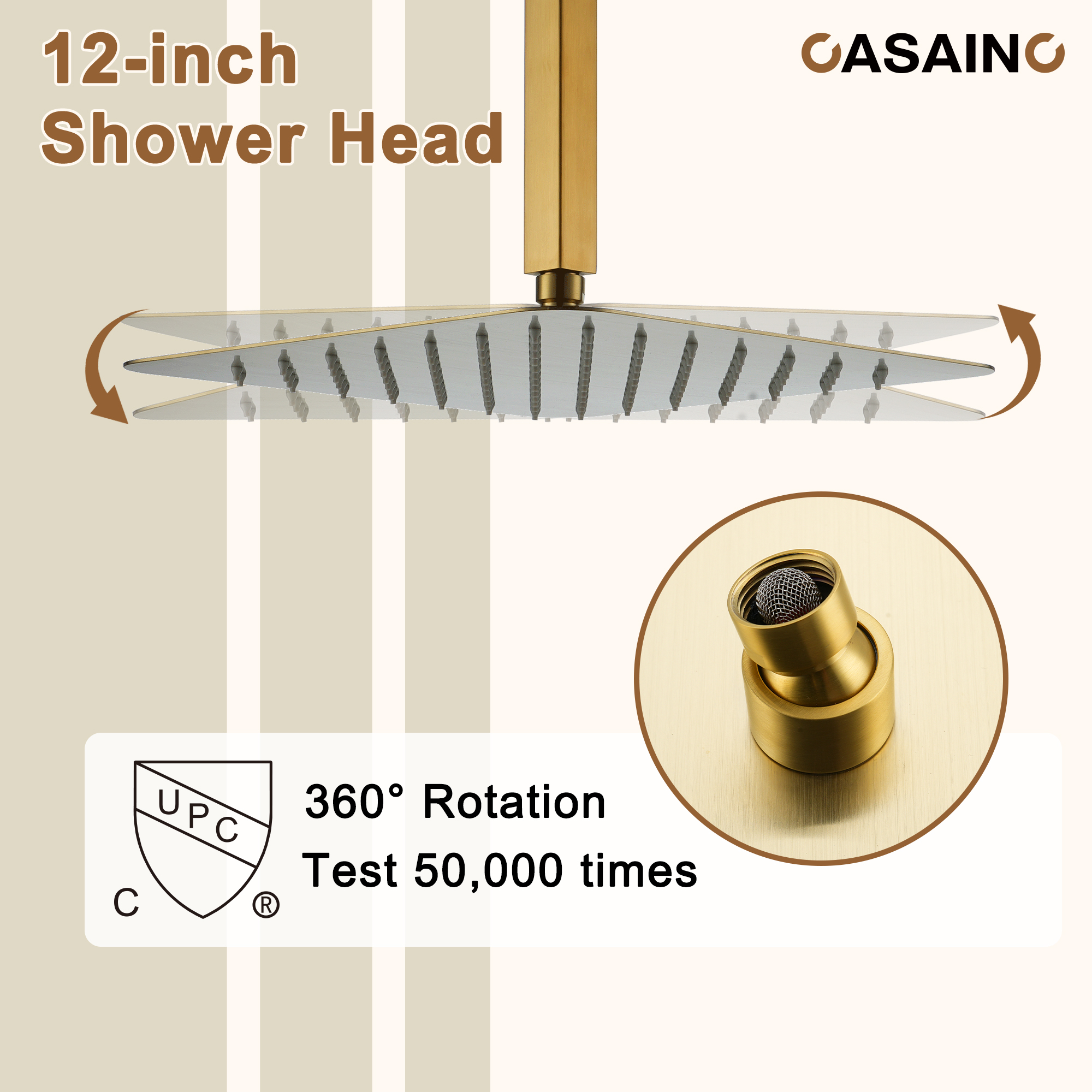 12'' Shower System With 3-Function Shower Head & 6 Body Jets