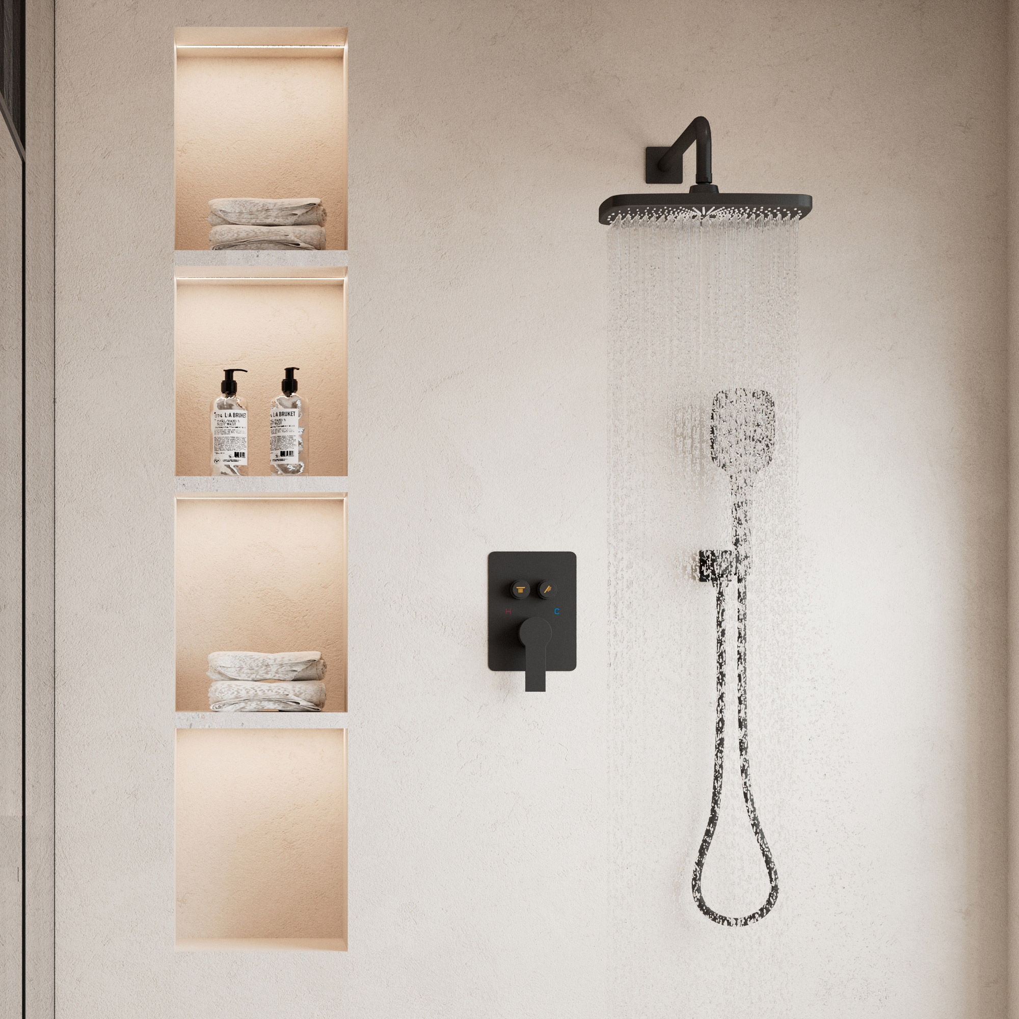 12-inch x 8-inch Wall-Mounted Dual-Function Shower System with Hand Shower