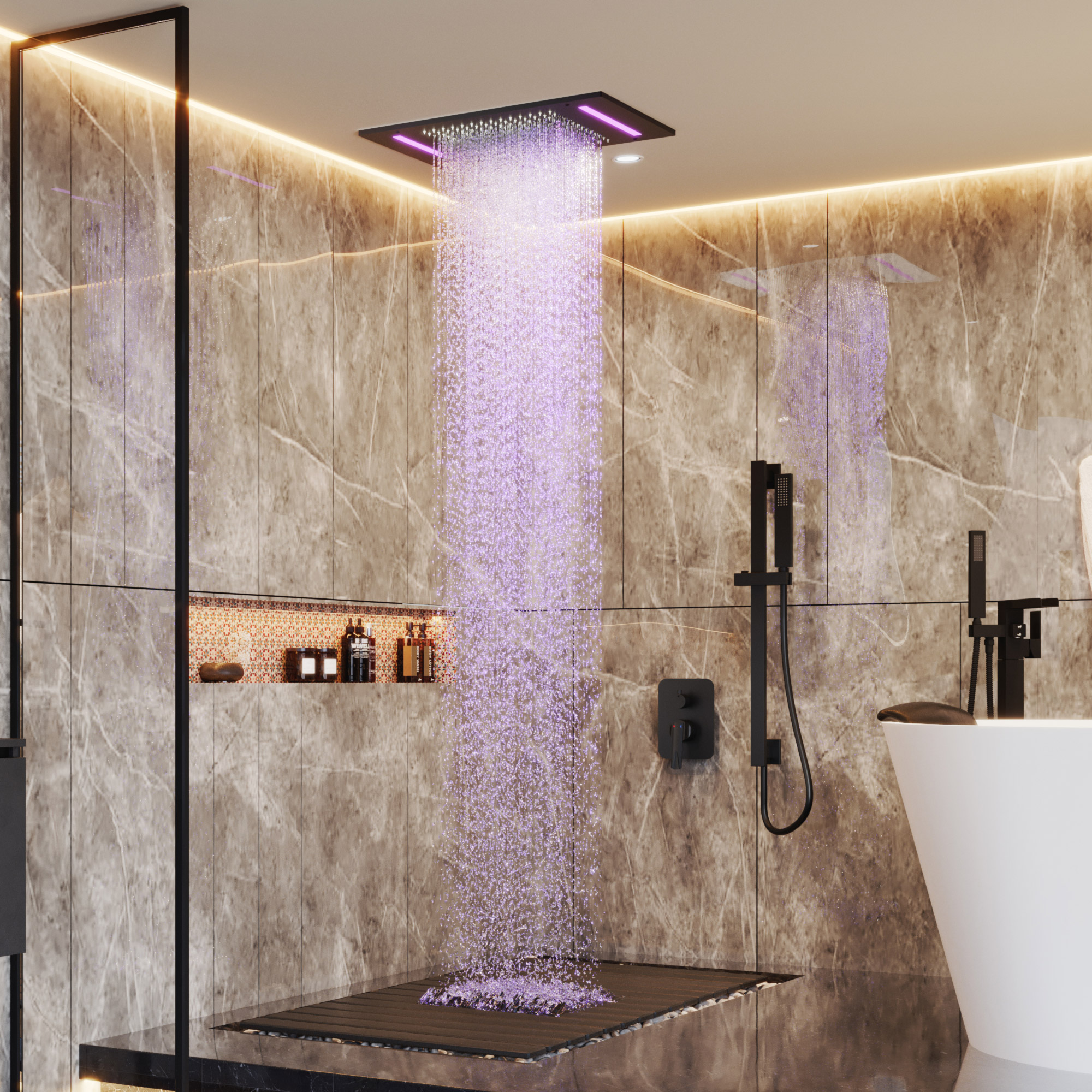 20*14 inch Ceiling-Mounted Luxury Shower System with LED Lights