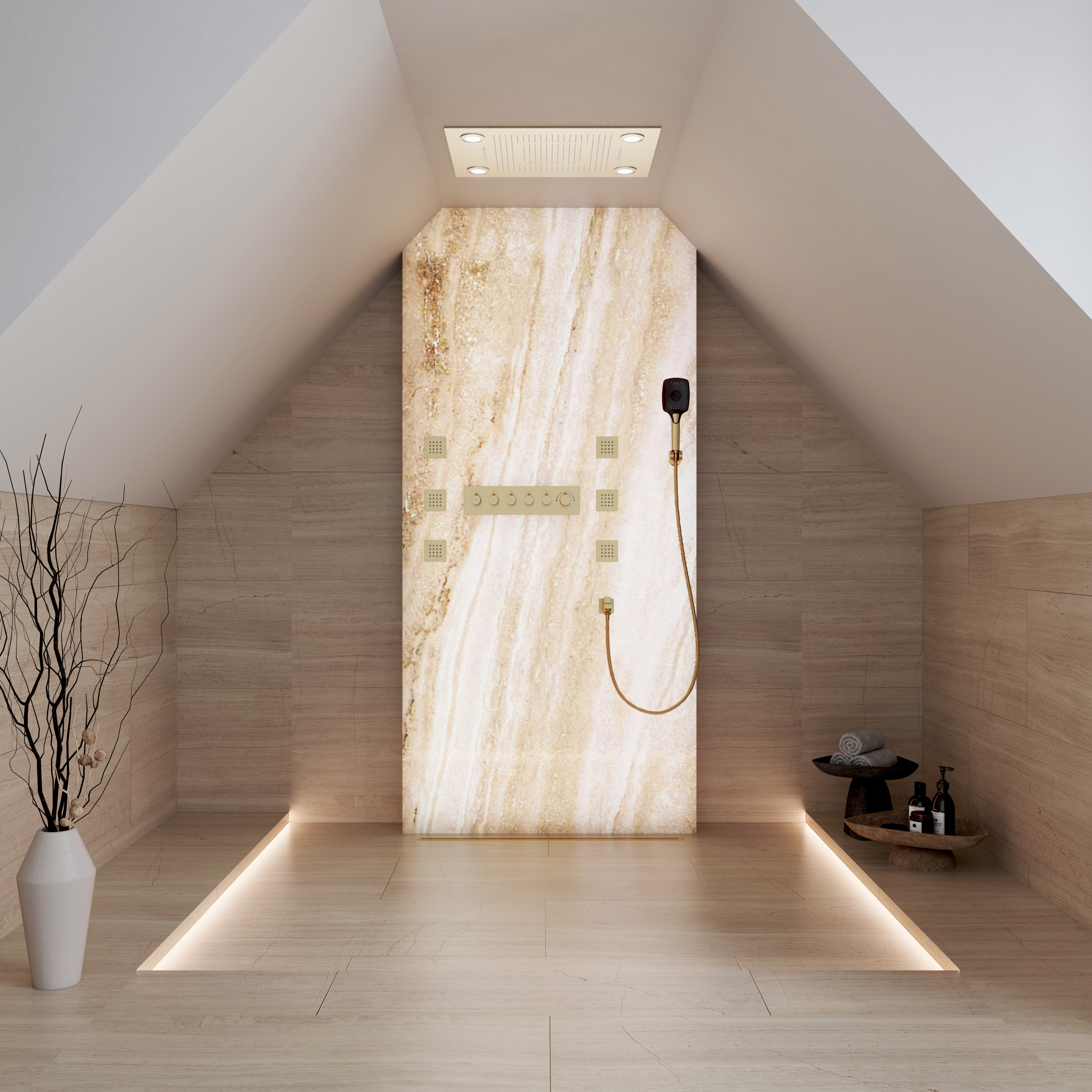 32" x 24" Luxury Shower System with Body Jets & LED Lights