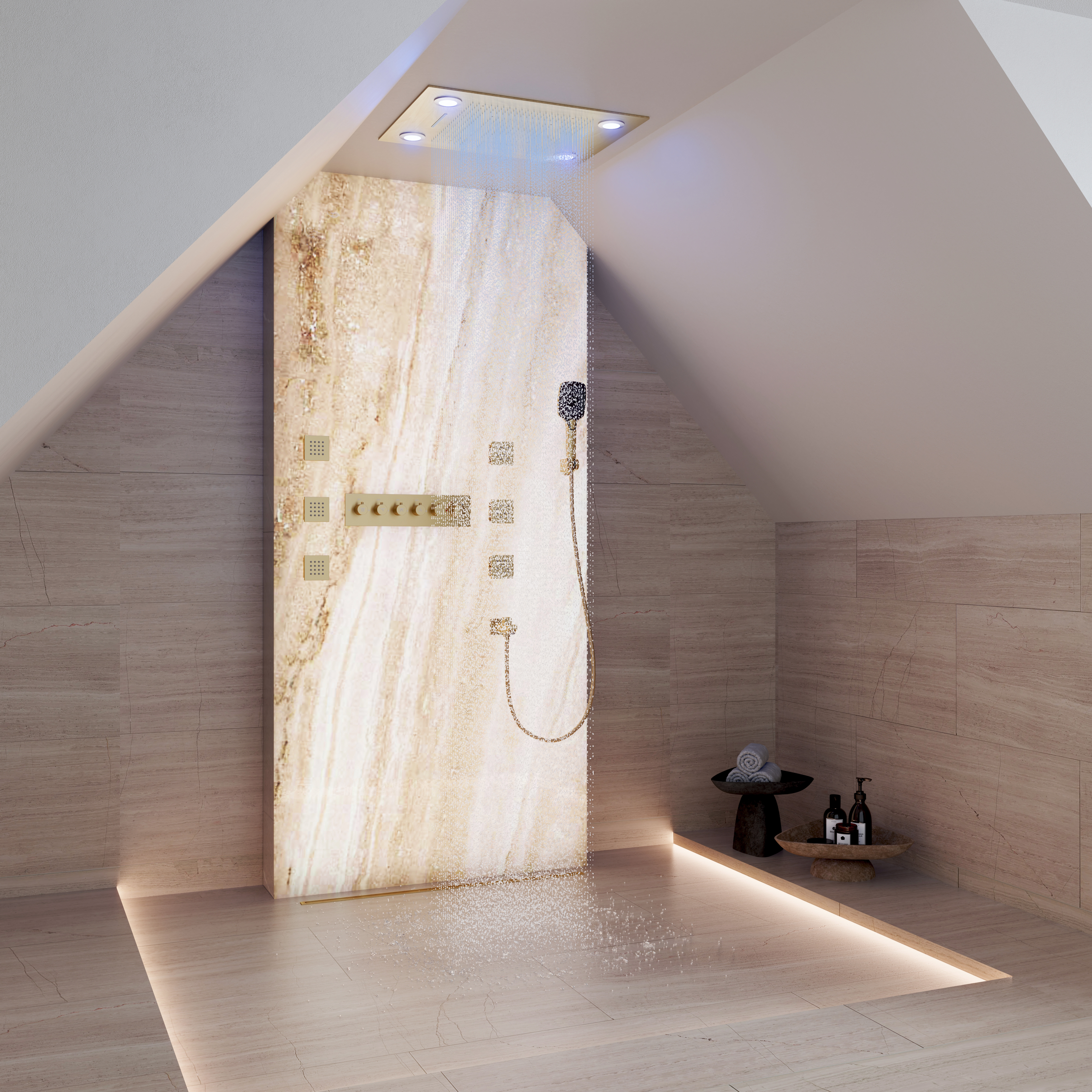 32" x 24" Luxury Shower System with Body Jets & LED Lights