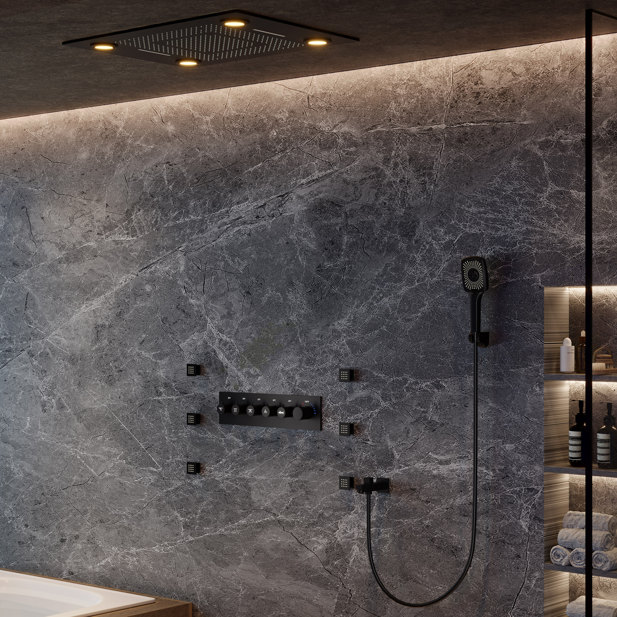 32*24-inch Luxury Shower System with Body Jets & LED Lights