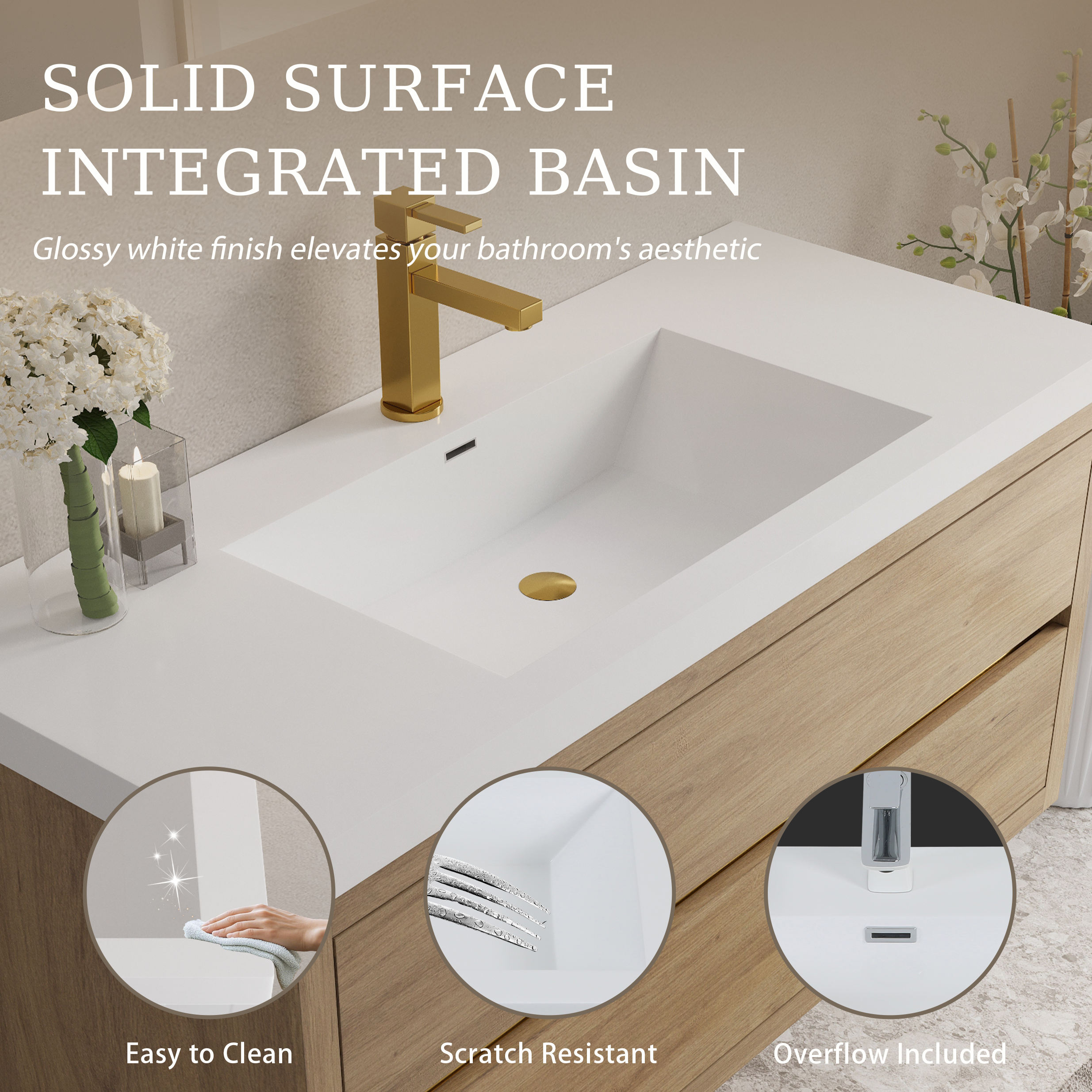 48-inch Floating Bathroom Vanity with Sink Wall-Mounted Bathroom Cabinet