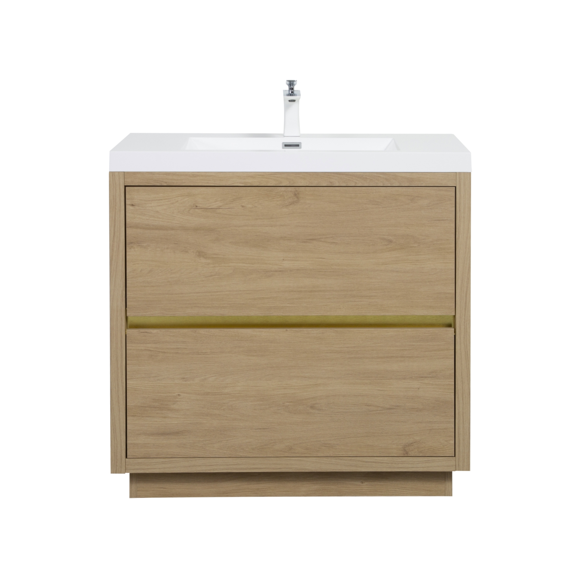 36-inch Freestanding Bathroom Vanity with Stone Resin Sink and 2 Drawers
