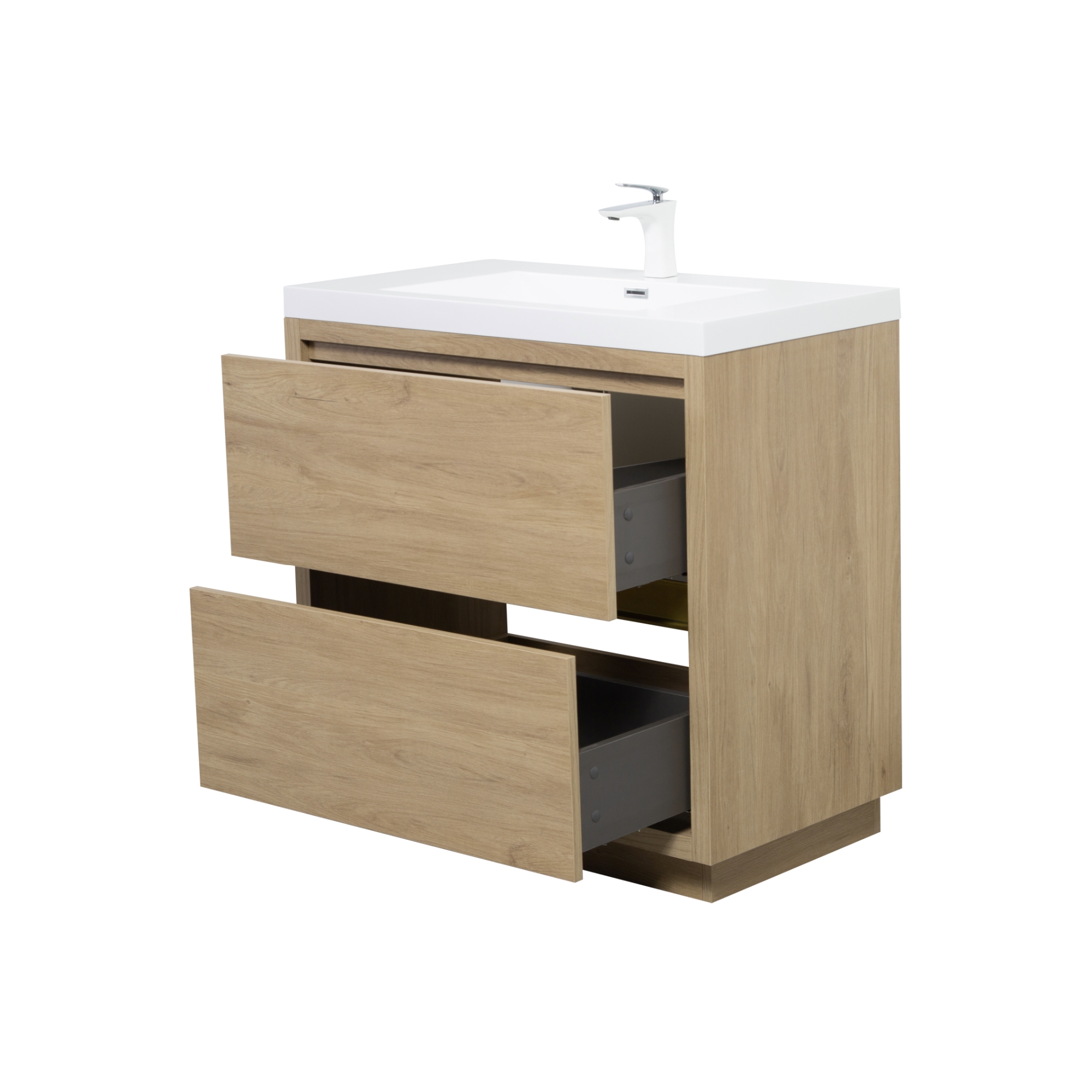 36-inch Freestanding Bathroom Vanity with Stone Resin Sink and 2 Drawers
