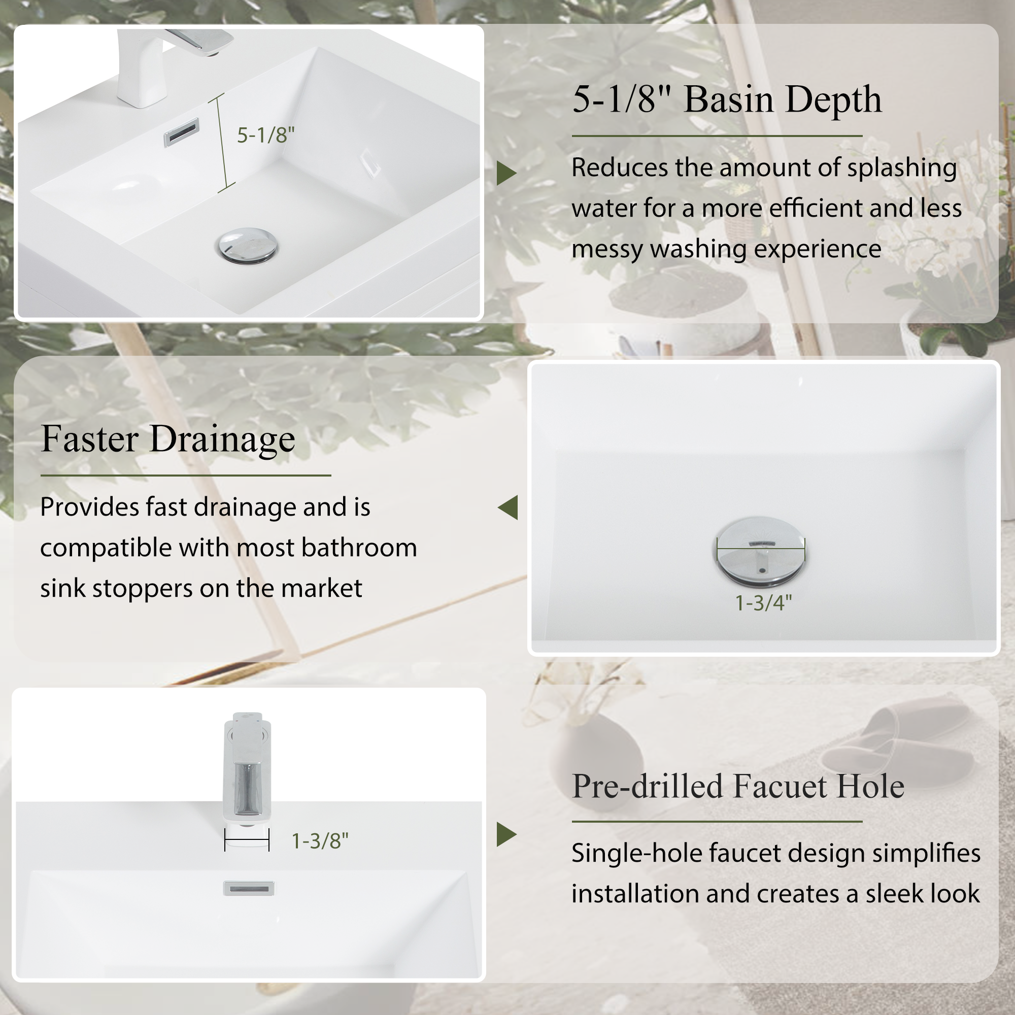 36-inch Freestanding Bathroom Vanity with Stone Resin Sink and 2 Drawers