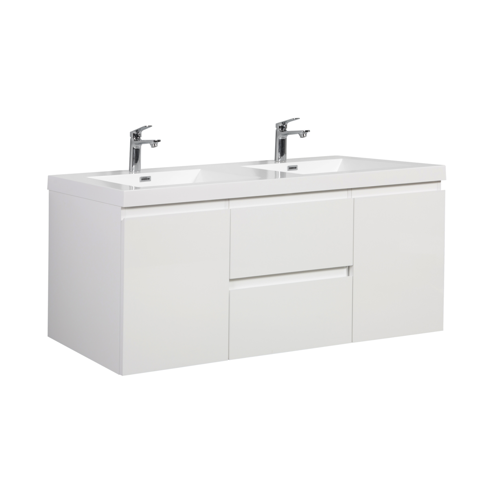 60-inch Wall-Mounted Bathroom Vanity with Resin Sink and Soft-Close Drawers