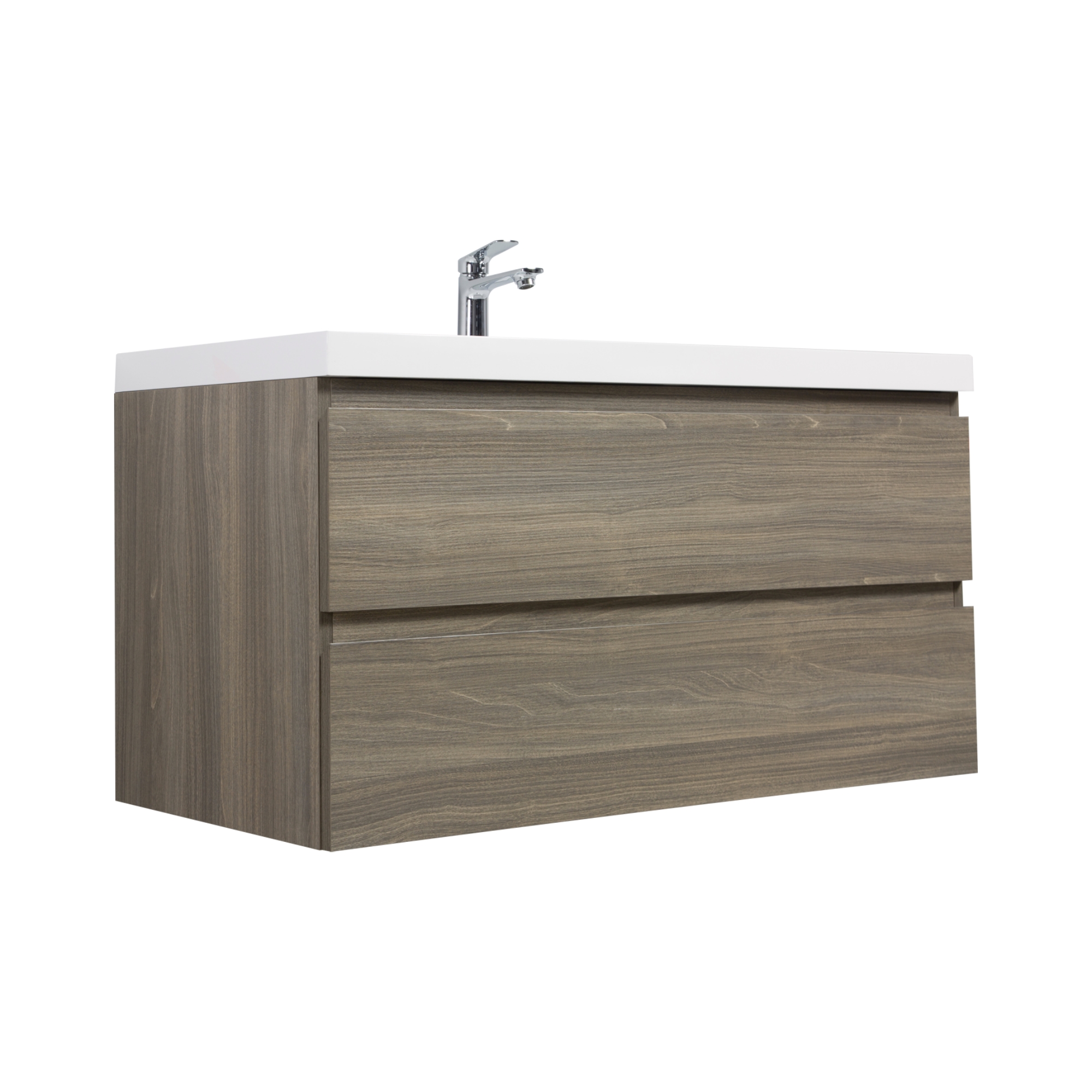 42-inch Wall-Mounted Bathroom Vanity with Sink and Storage Cabinet