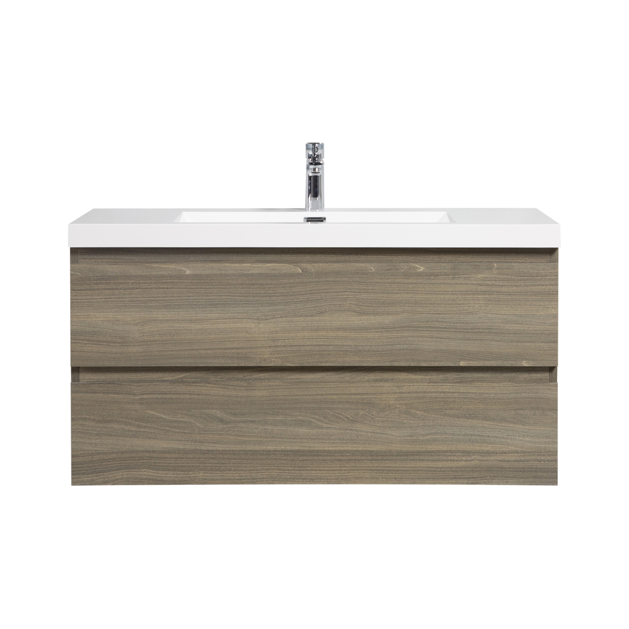 42-inch Wall-Mounted Bathroom Vanity with Sink and Storage Cabinet