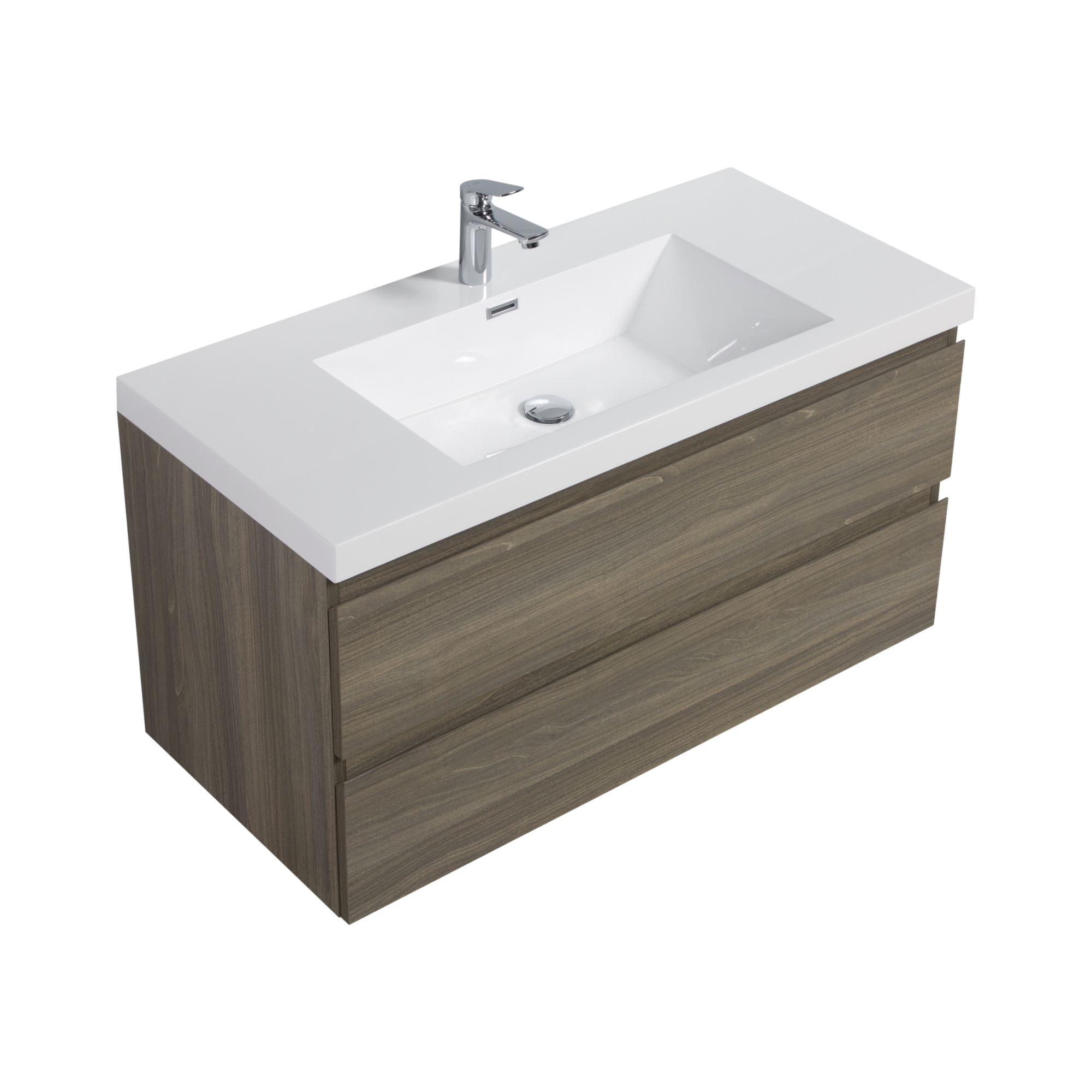 42-inch Wall-Mounted Bathroom Vanity with Sink and Storage Cabinet