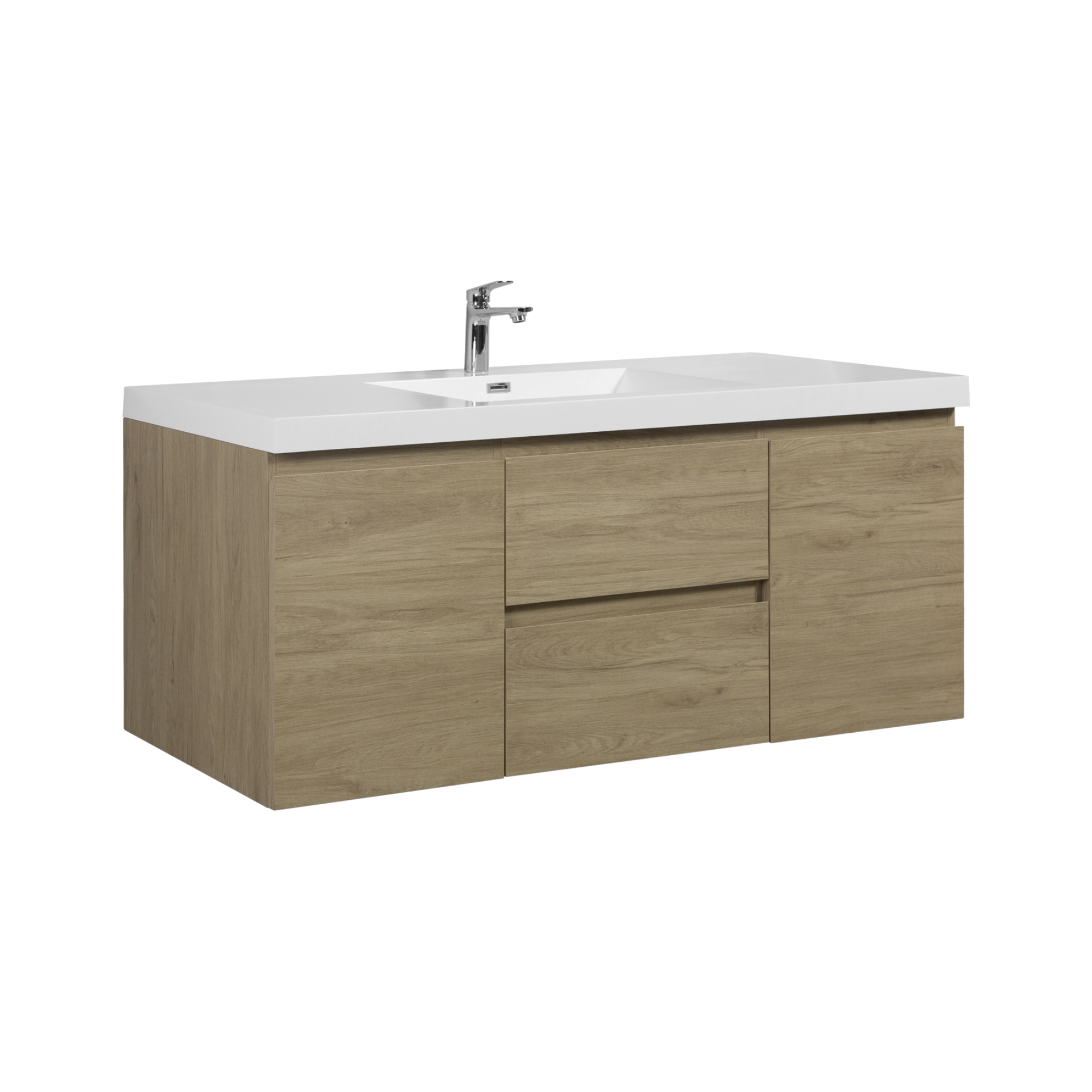 60-inch Wall-Mounted Bathroom Vanity with Resin Sink and Soft-Close Drawers
