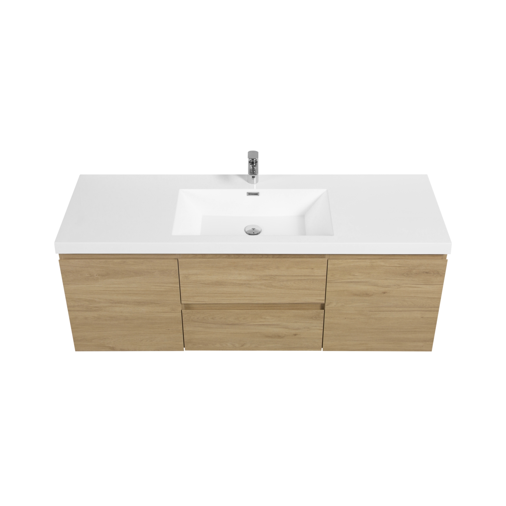 60-inch Wall-Mounted Bathroom Vanity with Resin Sink and Soft-Close Drawers