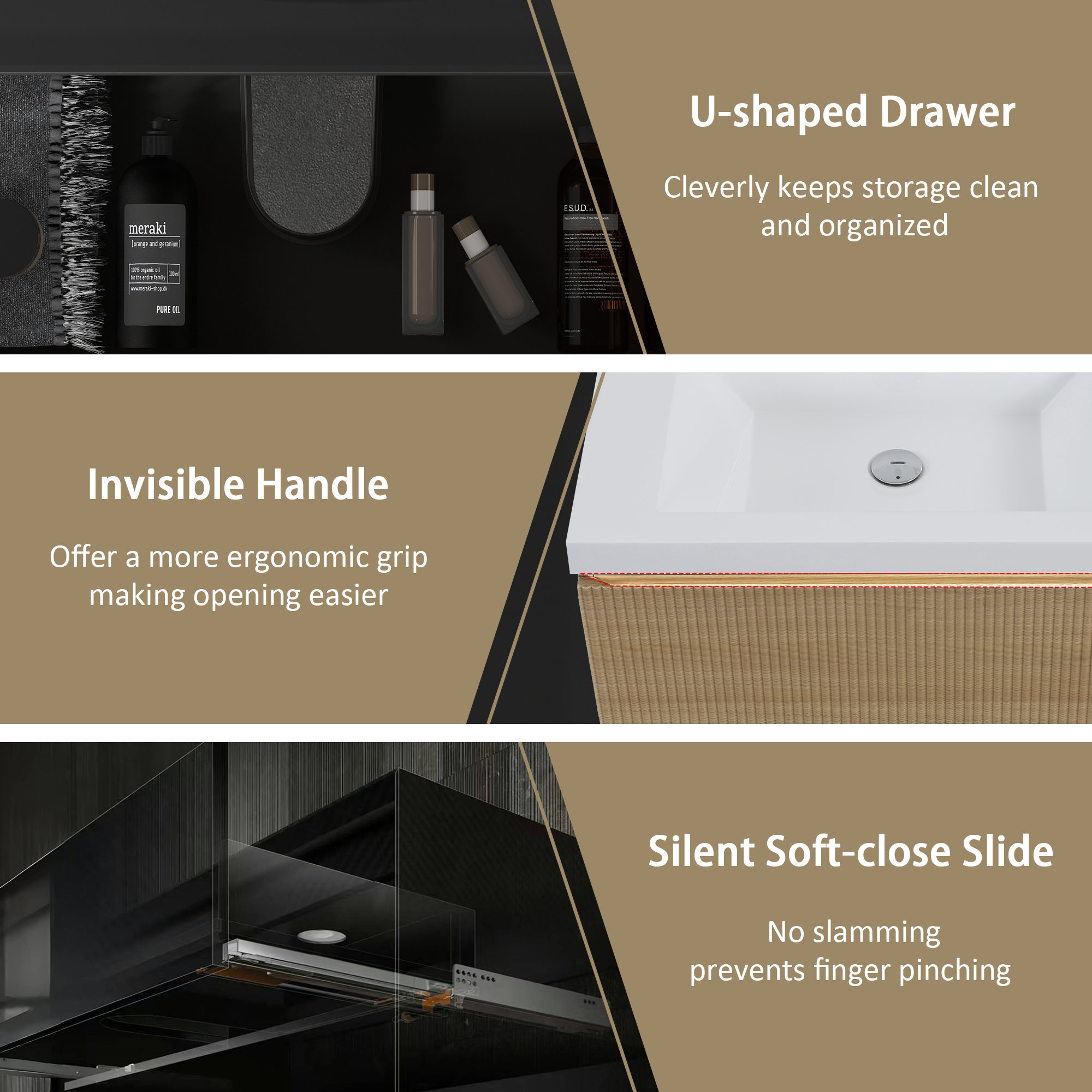 42-inch Wall-Mounted Bathroom Vanity with Wave Texture and Single Sink