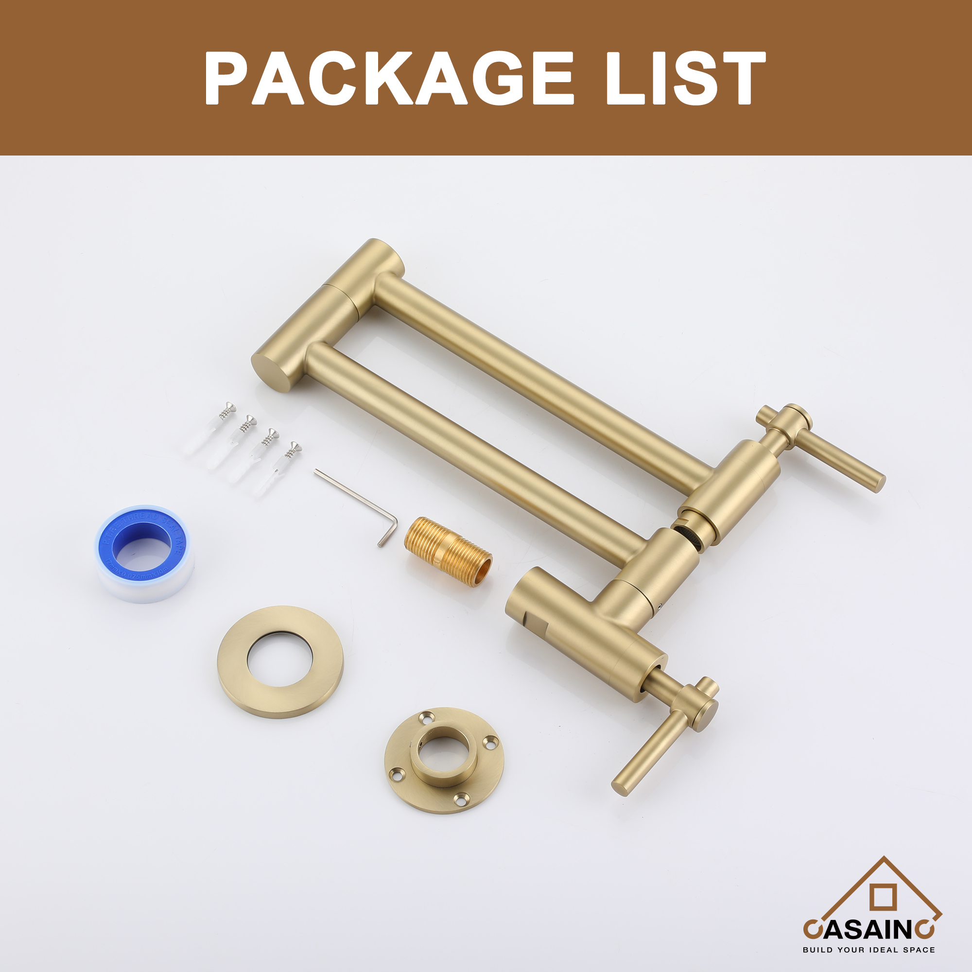 Stainless Steel Folding 2-Handle Switch Head Wall Mounted Pot Filler Kitchen Faucet