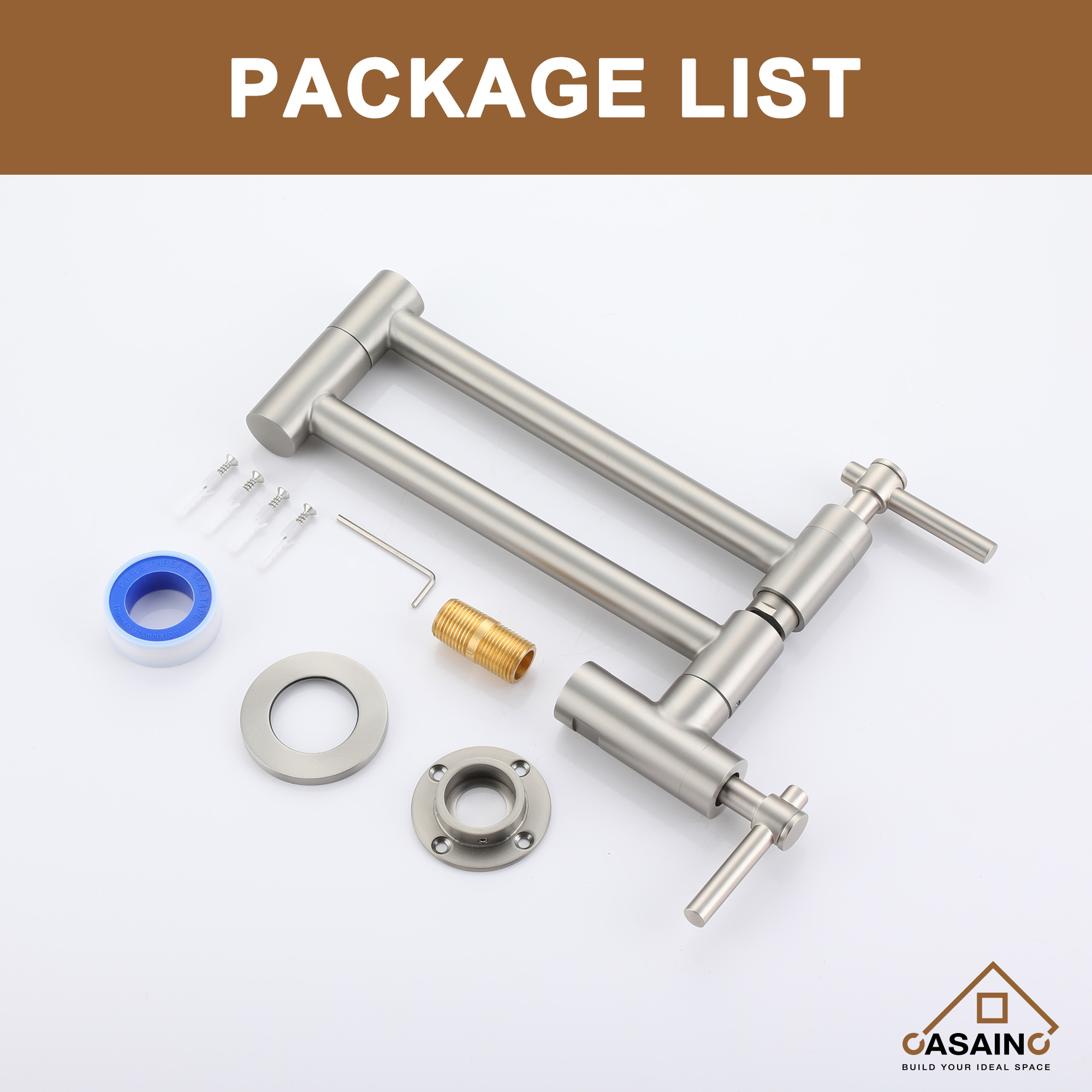 Stainless Steel Folding 2-Handle Switch Head Wall Mounted Pot Filler Kitchen Faucet