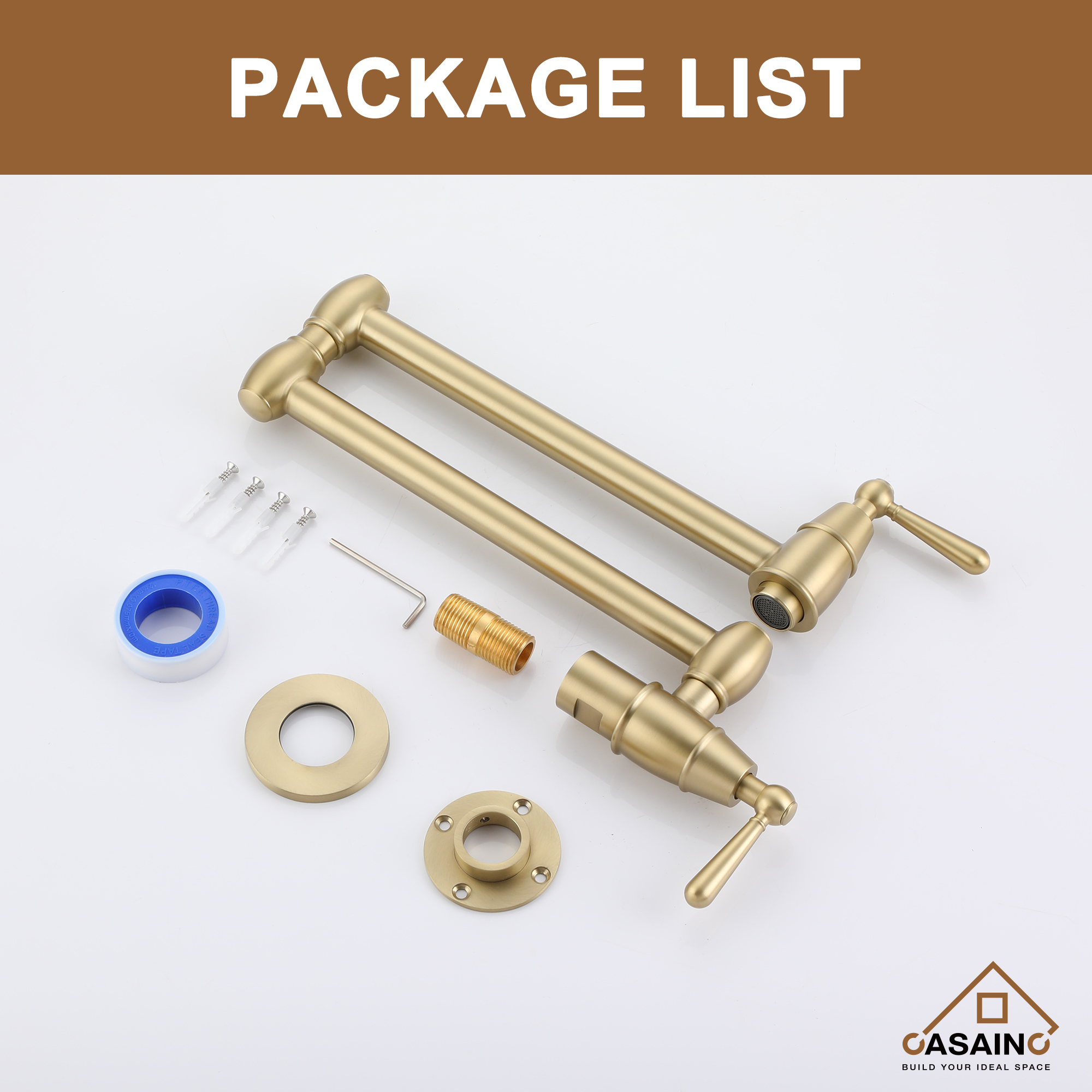 Stainless Steel 2-Handle Pot Filler Kitchen Faucet Wall Mount