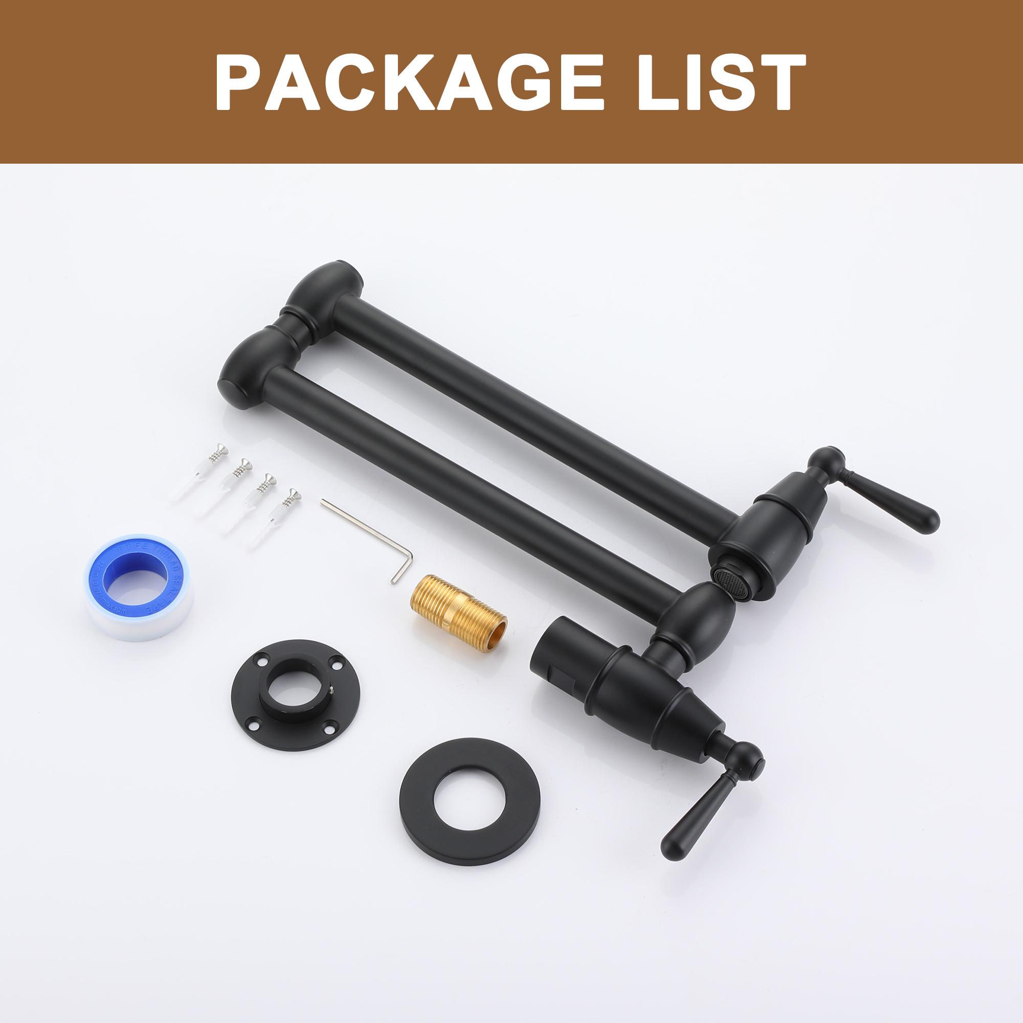 Stainless Steel 2-Handle Pot Filler Kitchen Faucet Wall Mount