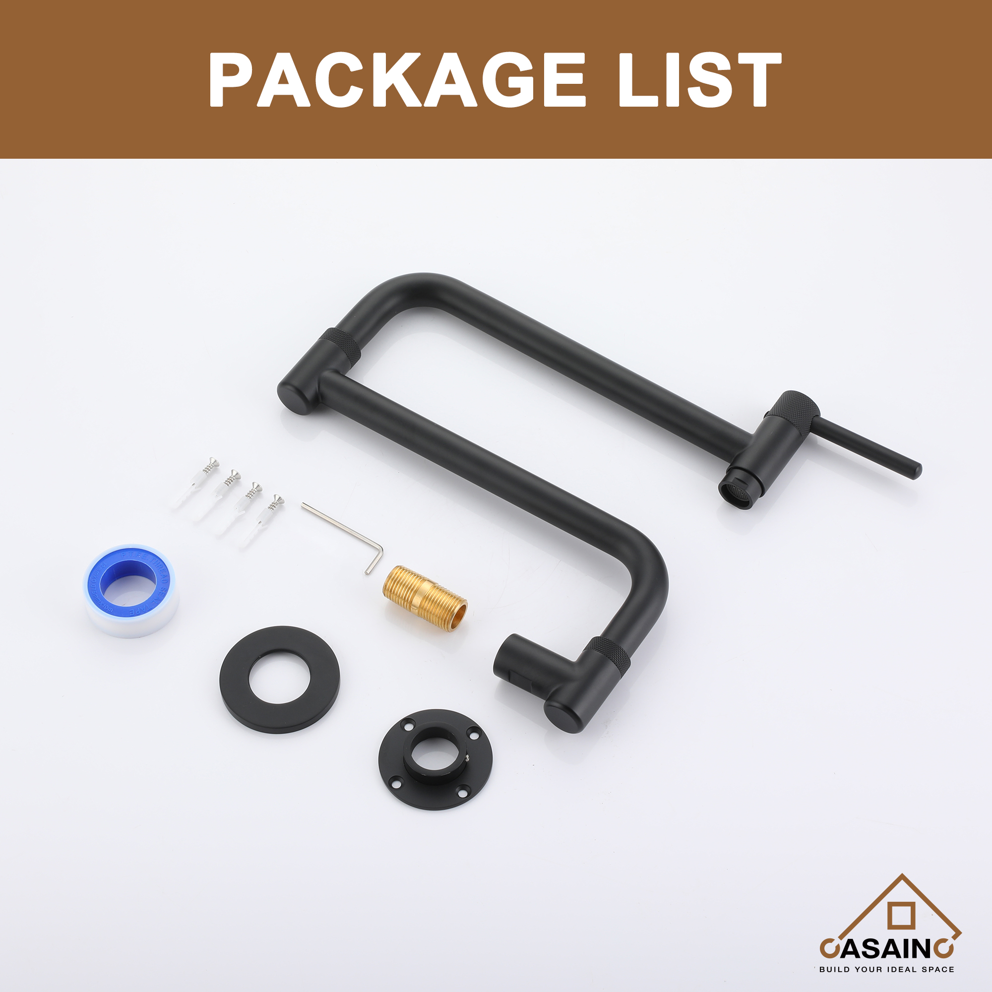 Wall-Mount Pot Filler Kitchen Faucet with Adjustable Folding Arm