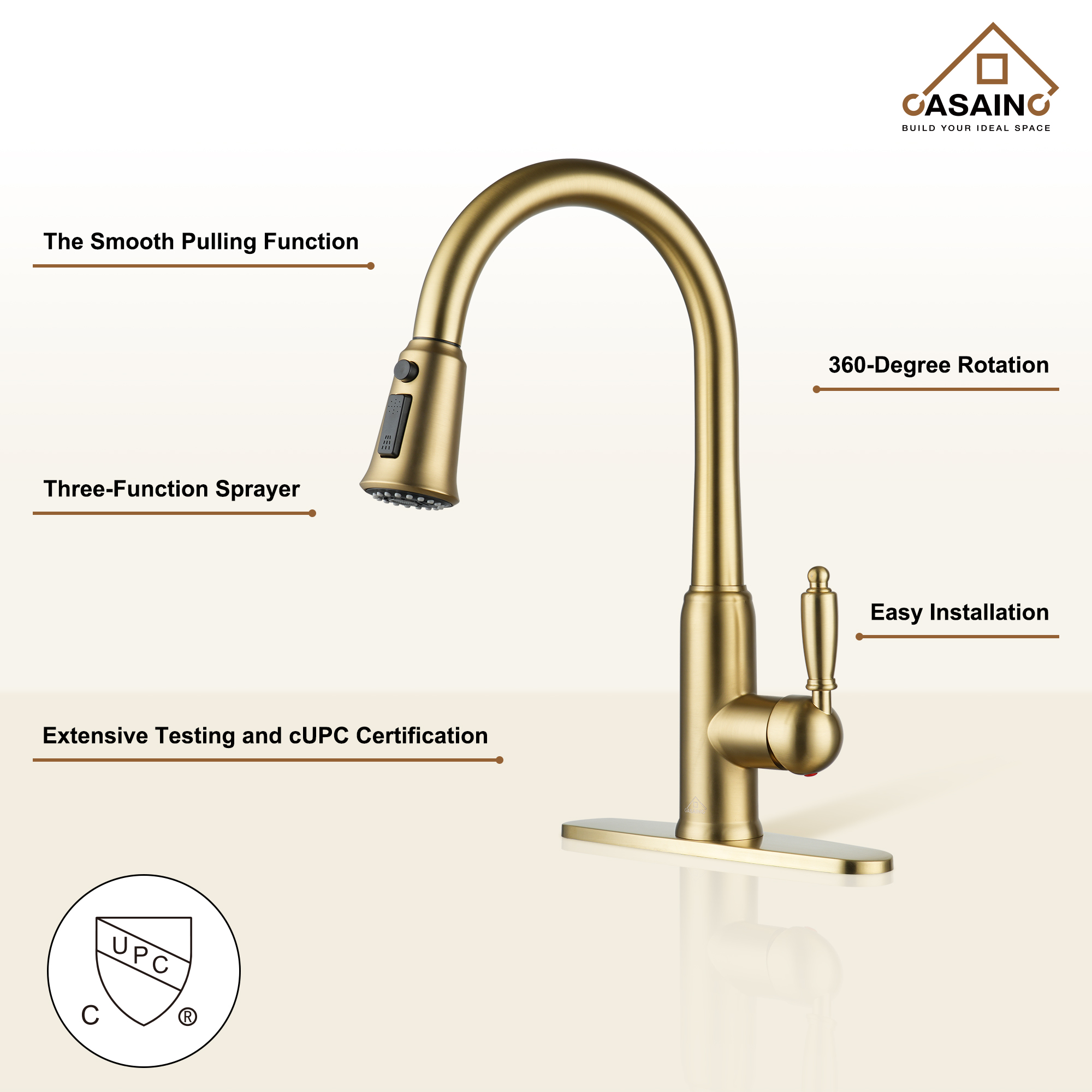 Casainc Single-Handle Kitchen Faucet with  Pull-Out Sprayer