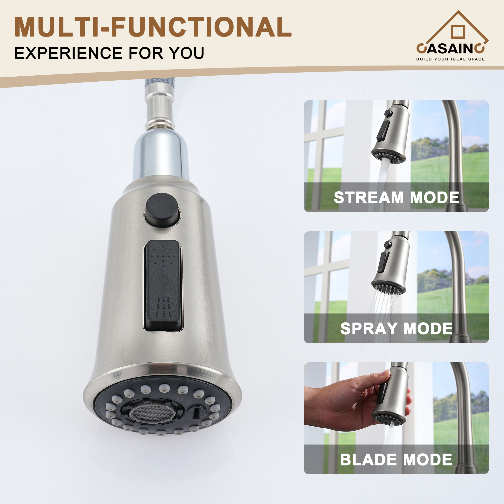 Casainc Single-Handle Kitchen Faucet with  Pull-Out Sprayer